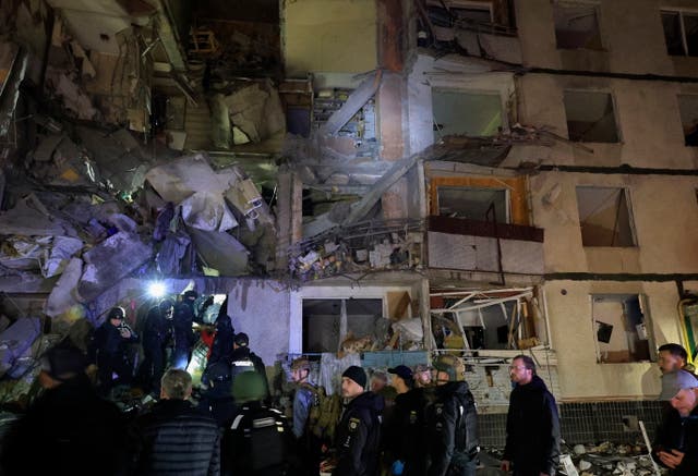 <p>Russian glide-bomb attack on residential building in Kharkiv</p>