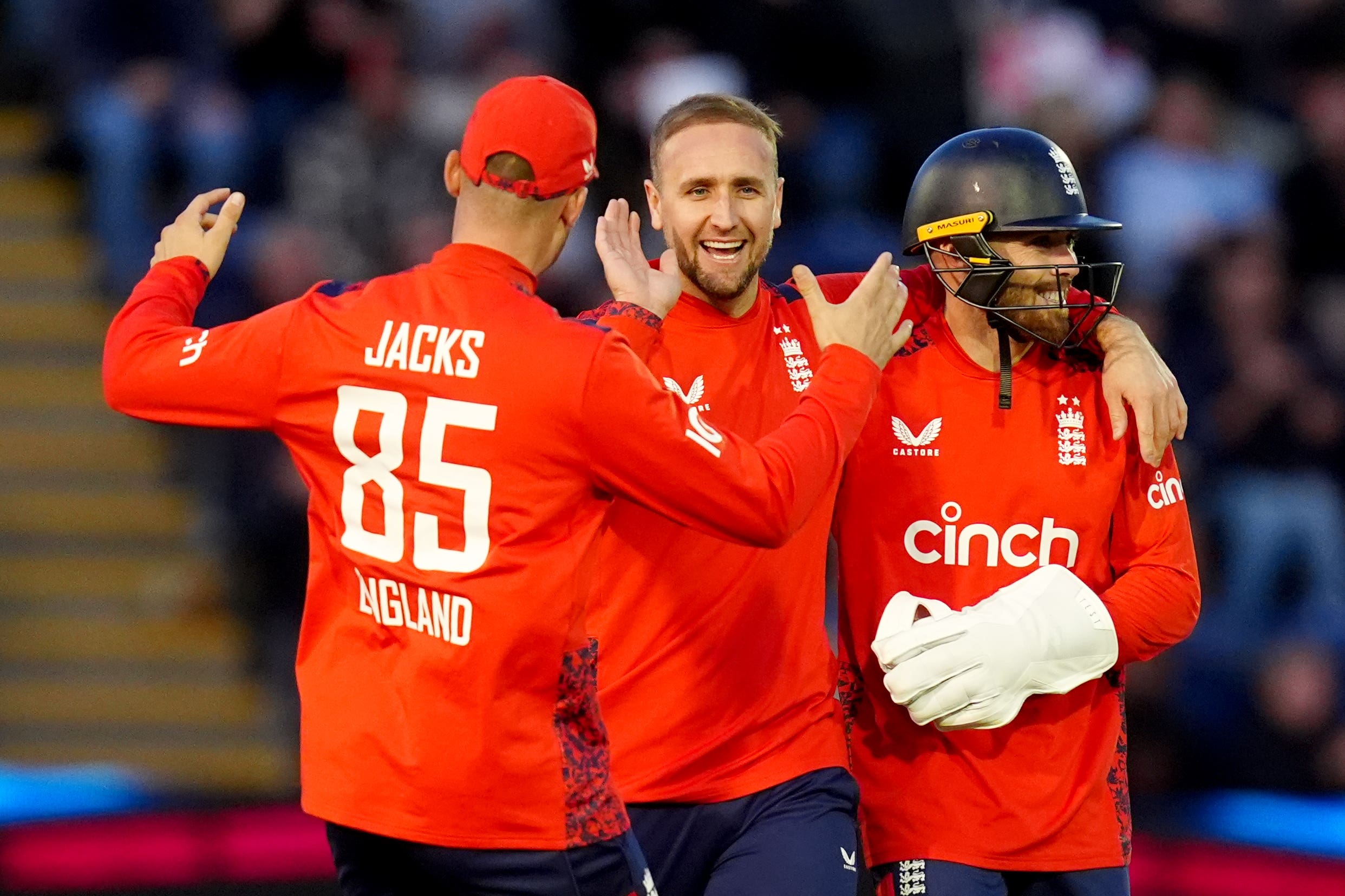 Liam Livingstone, centre, is relishing his England captaincy debut (David Davies/PA)