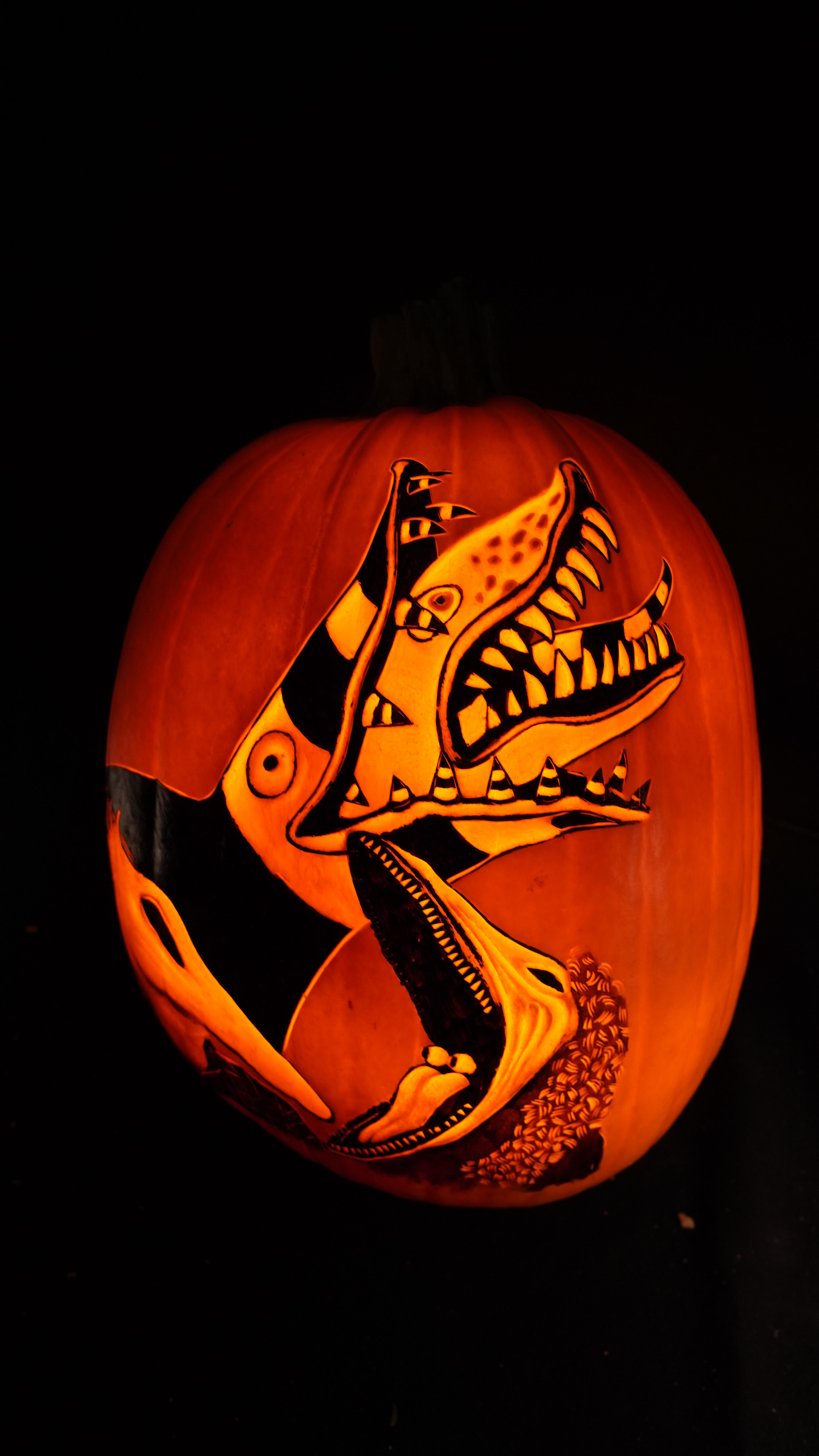 Jamie won a pumpkin carving contest in York where he created a Beetlejuice themed design