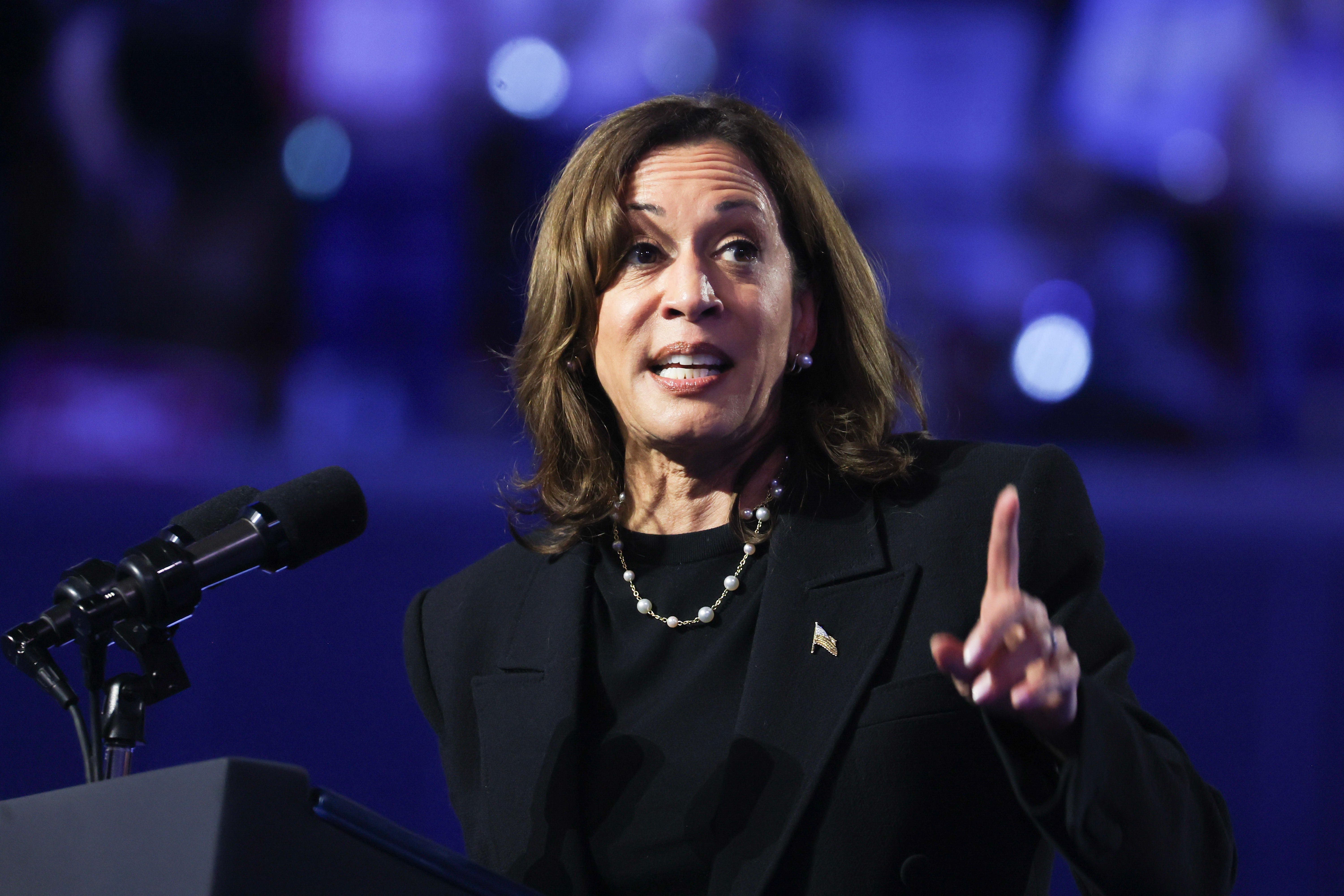 Harris speaks at a campaign event in Madison, Wisconsin, on October 30