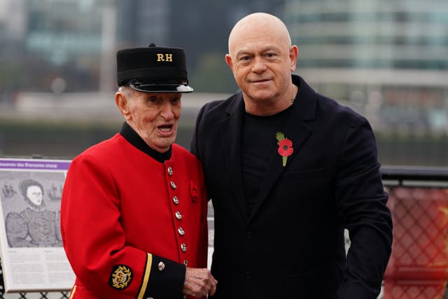 Actor and Royal British Legion ambassador Ross Kemp joins veterans and serving military personnel to hand out poppies and collect donations for the Royal British Legion appeal in London (Ben Whitley/PA)