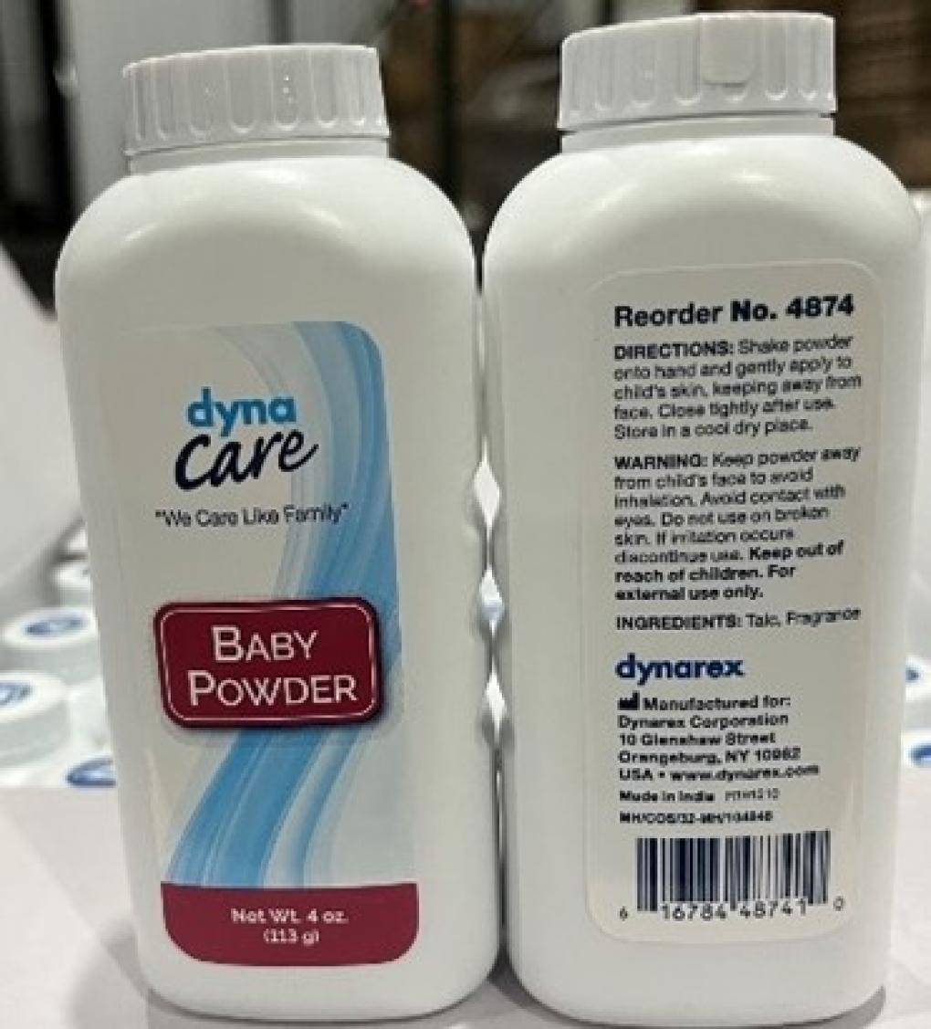 A photo of Dynacare Baby Powder which has been recalled in 35 states following reports of asbestos