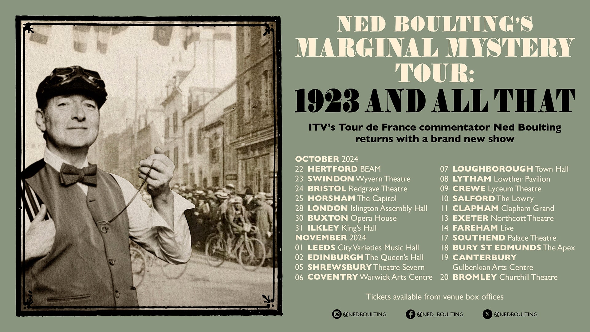 Ned Boulting is taking his book ‘1923’ on tour around the UK