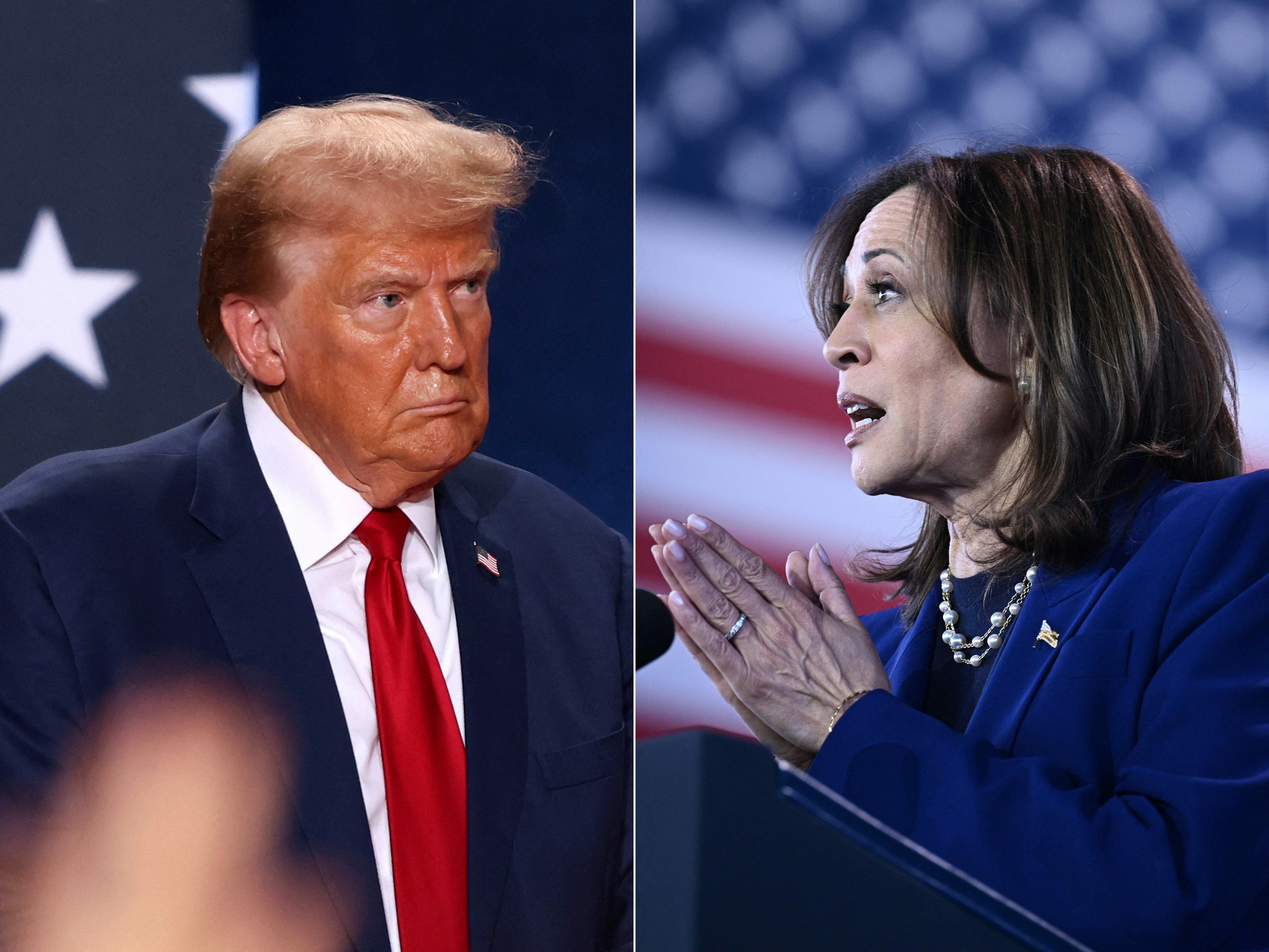 Donald Trump and Kamala Harris on the campaign trail in October 2024