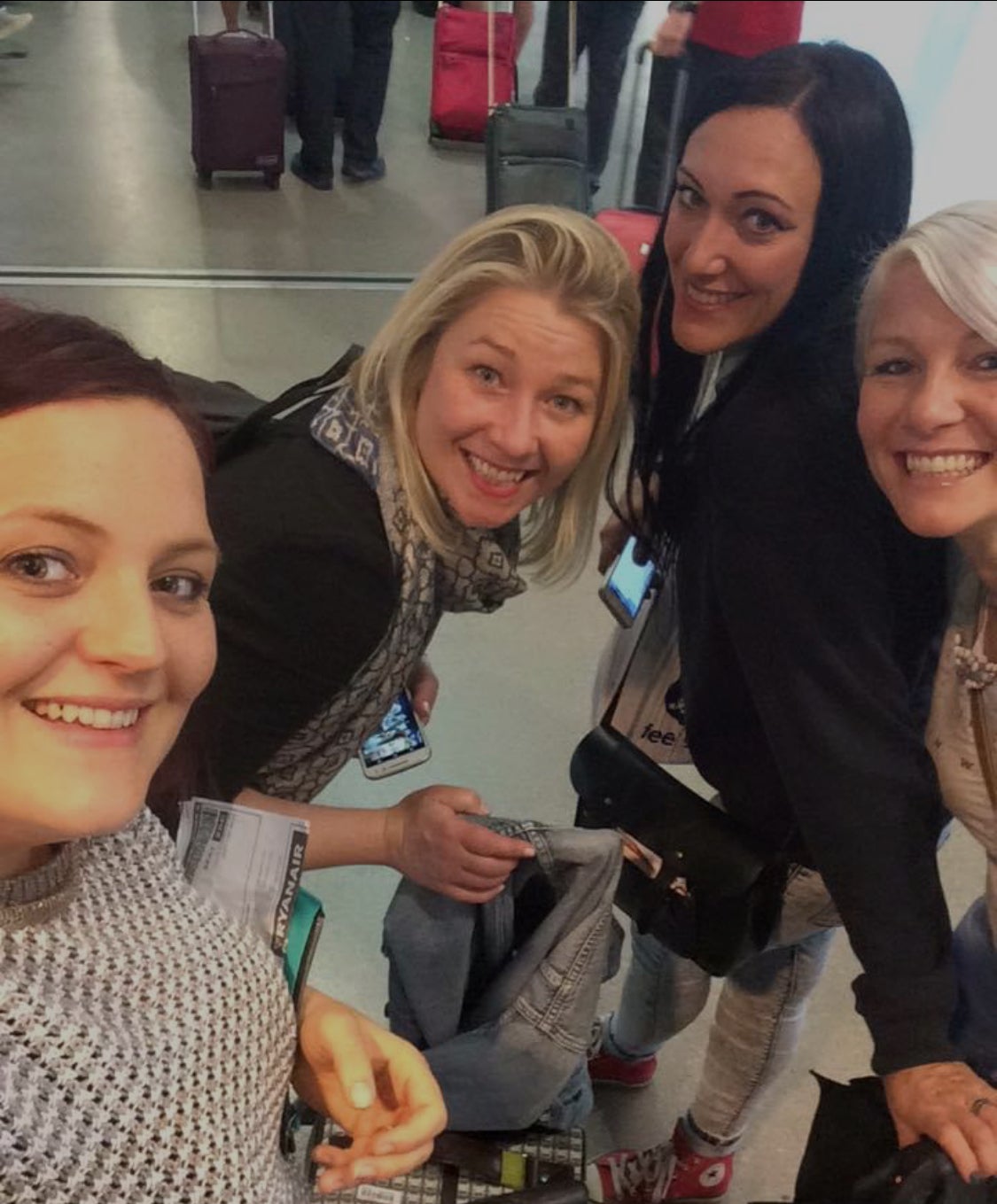 Victoria and friends on a memorable trip to Barcelona, via an even more memorable saunter through Duty Free…