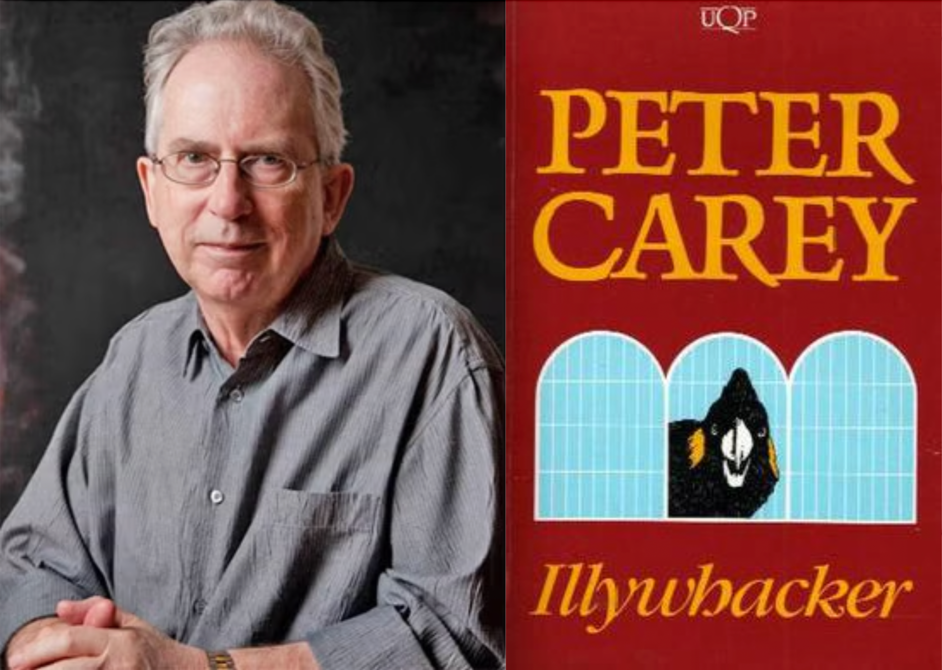 Peter Carey with the Australian first edition of his 1985 novel ‘Illywhacker’