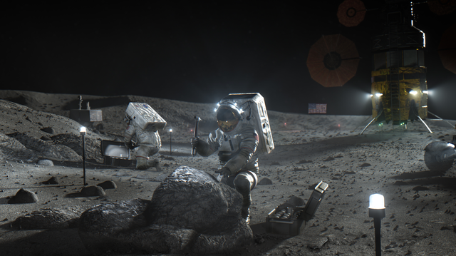 <p>A NASA artist’s illustration shows two Artemis III astronauts working on the moon. NASA astronauts is set to return to the moon for the first time in 50 years during the mission, which will happen until at least September 2026</p>