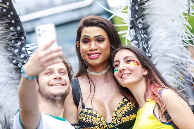 <p>Revellers at Berlin’s annual Christopher Street Day parade (Huettenhoelscher) </p>