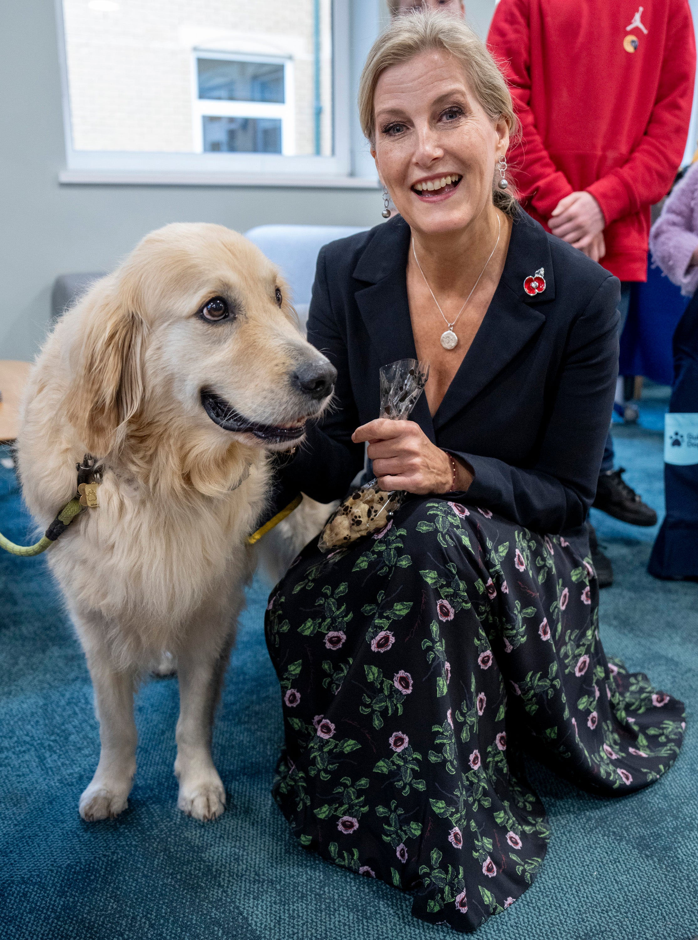 Duchess of Edinburgh Patron, meets "Storm" as she attends the Buddy Dogs Family Event at the Guide Dogs UK centre