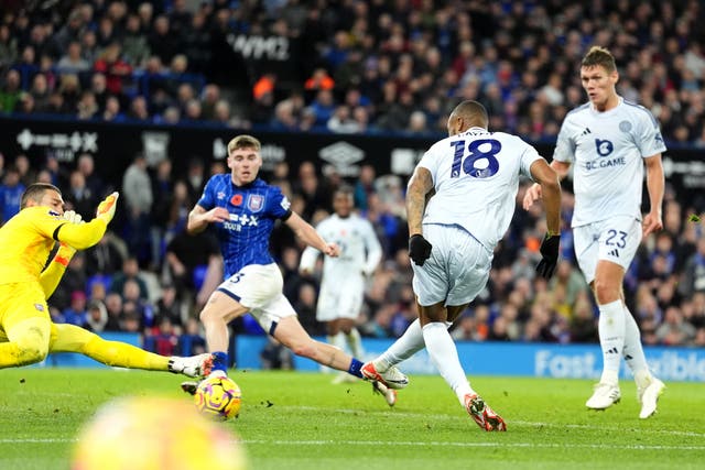 Jordan Ayew earned Leicester a point with this goal (PA)