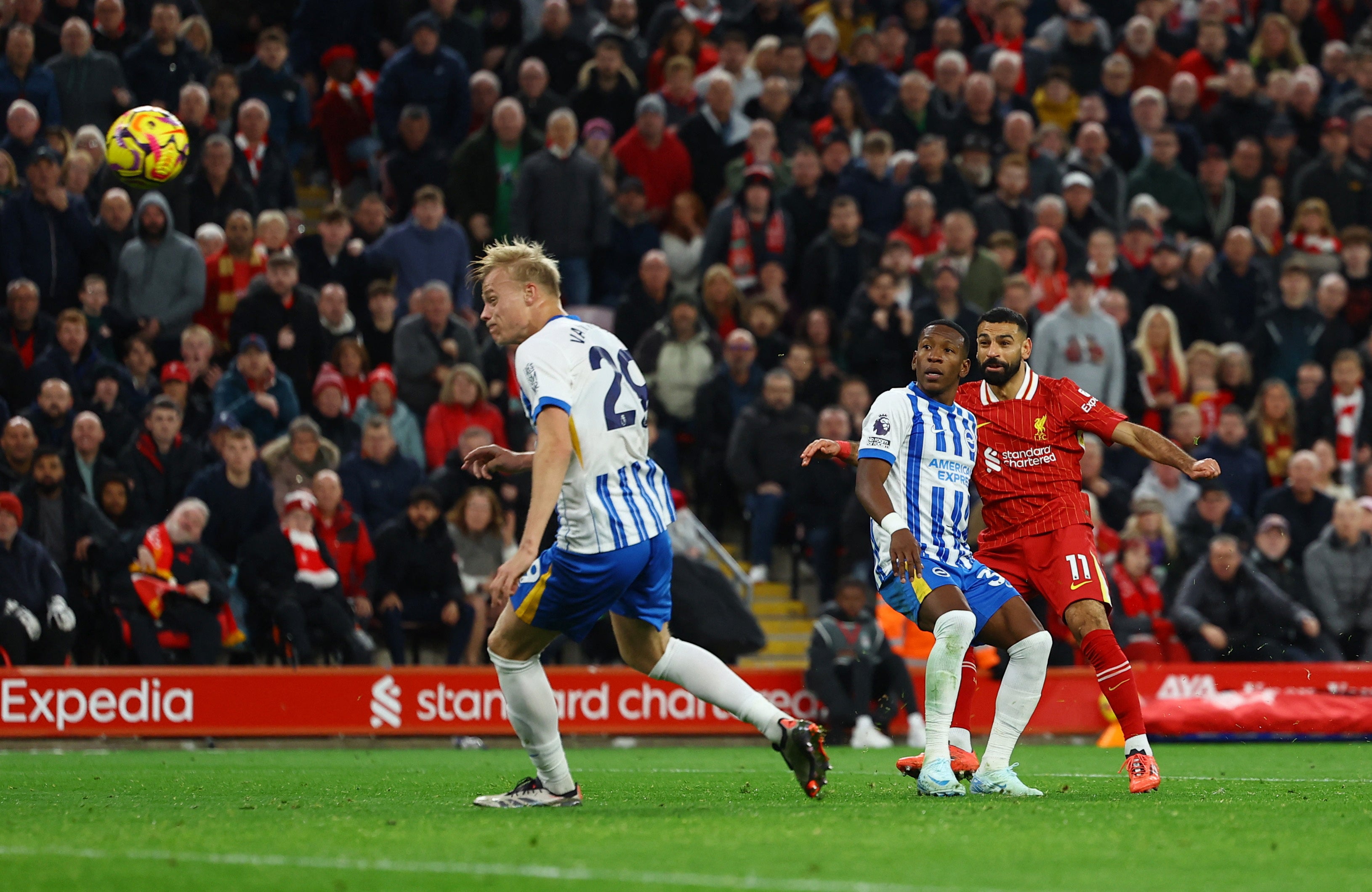 Mohamed Salah fired home a wonder goal to beat Brighton