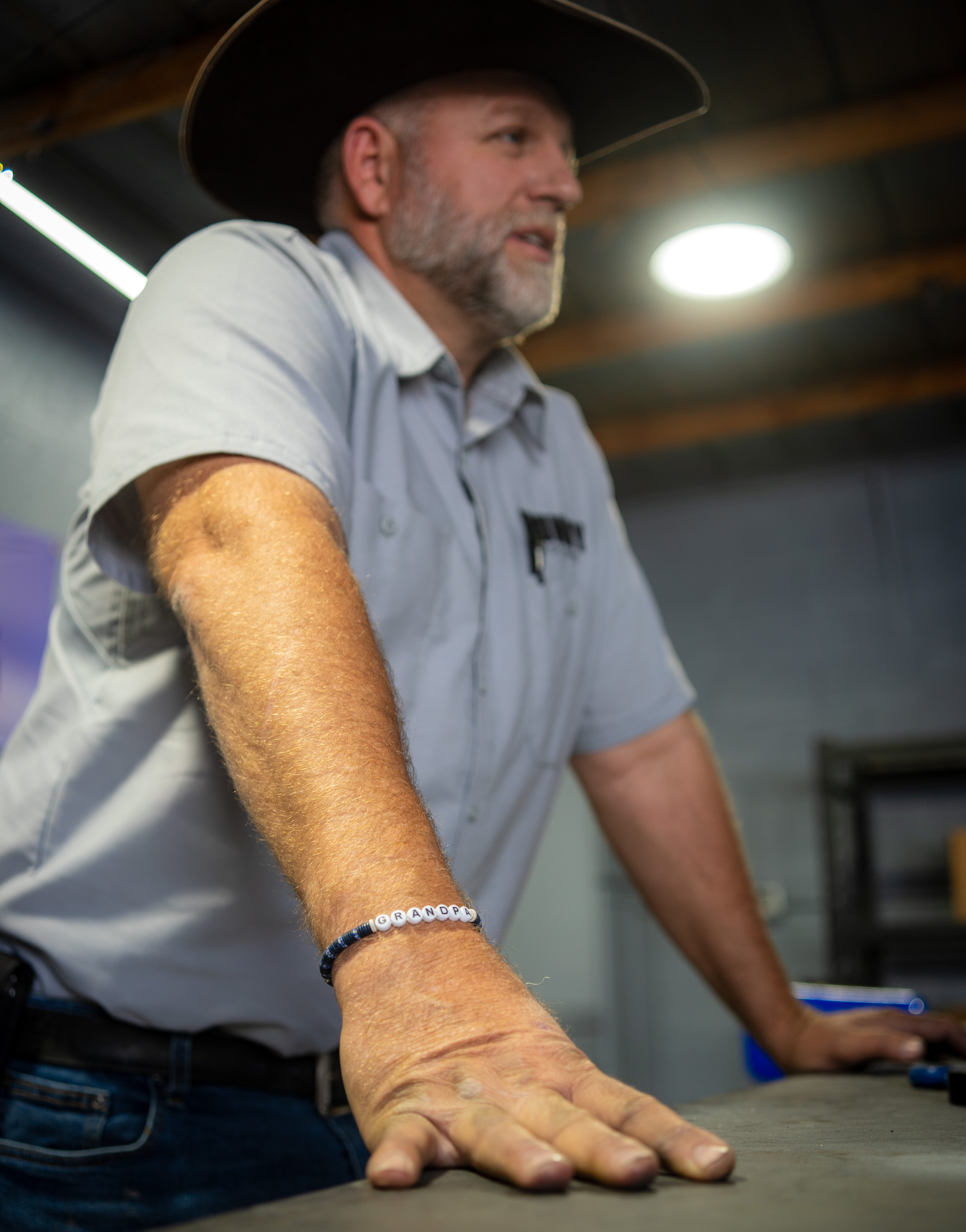 Ammon Bundy wearing a “grandpa” bracelet in October, 2024