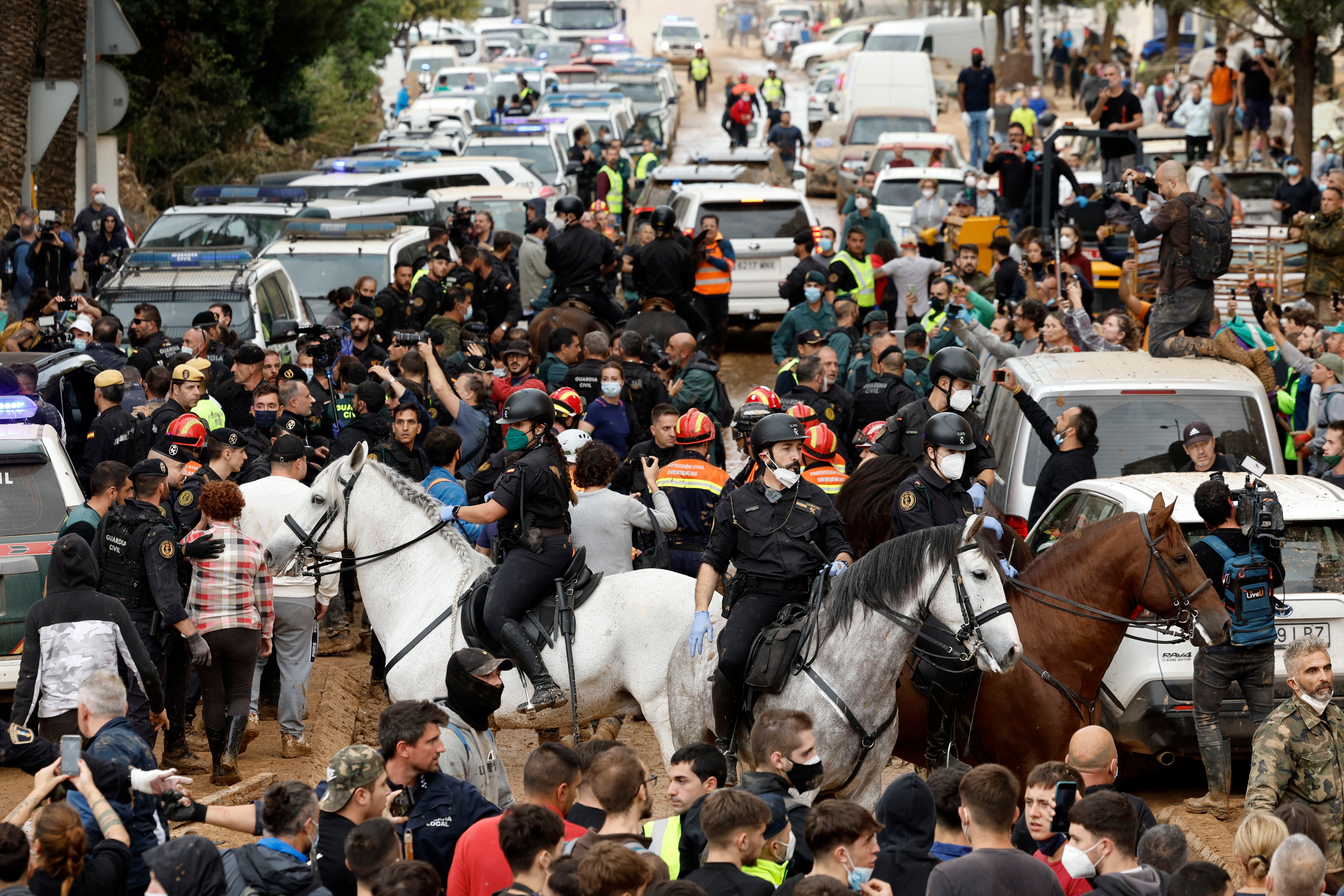 Police on horseback brought the crowd under control