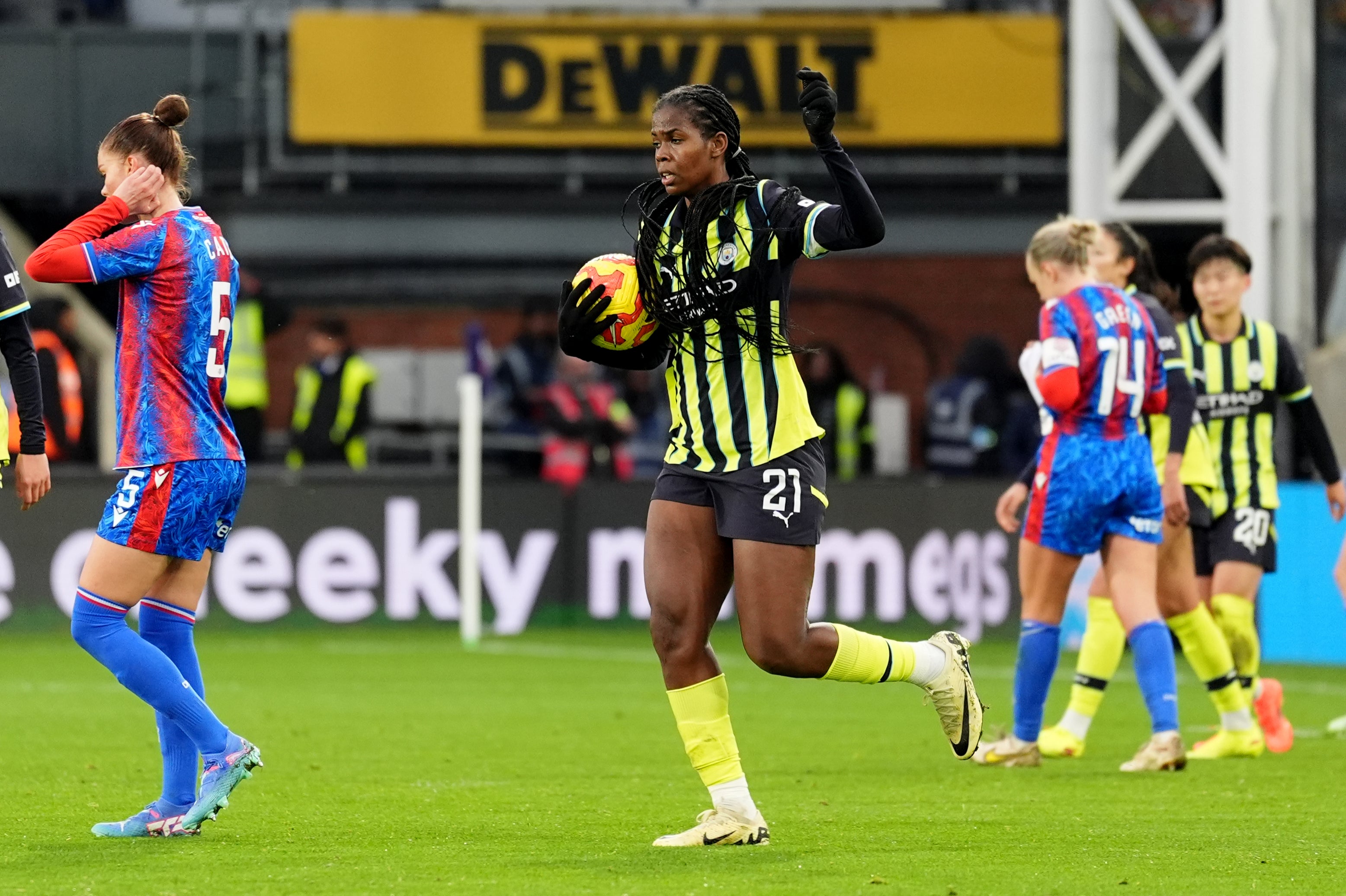 Khadija Shaw scored Man City’s third goal against Crystal Palace