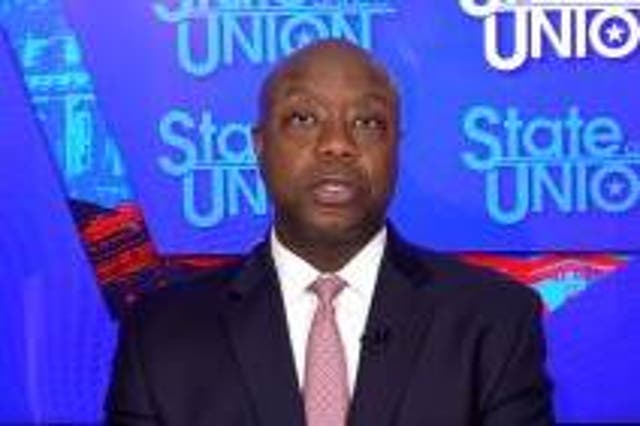 <p>Tim Scott argued with Dana Bash on CNN over who bore responsibility for spreading lies about the US electoral system</p>