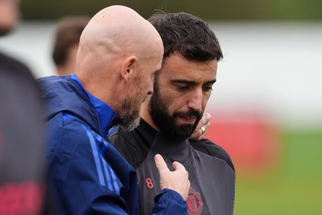 Bruno Fernandes apologised to Erik ten Hag (Martin Rickett/PA)