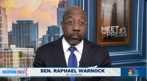 <p>Raphael Warnock appears on NBC’s Meet the Press ahead of Election Day 2024</p>