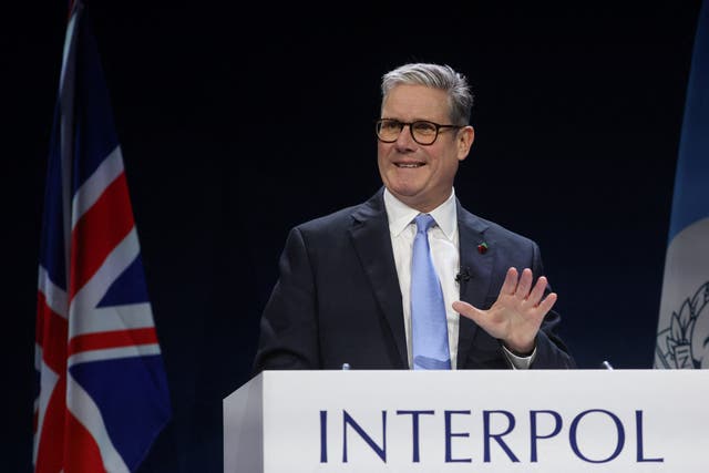 Prime Minister Sir Keir Starmer gave a speech during the Interpol General Assembly (Russell Cheyne/PA)