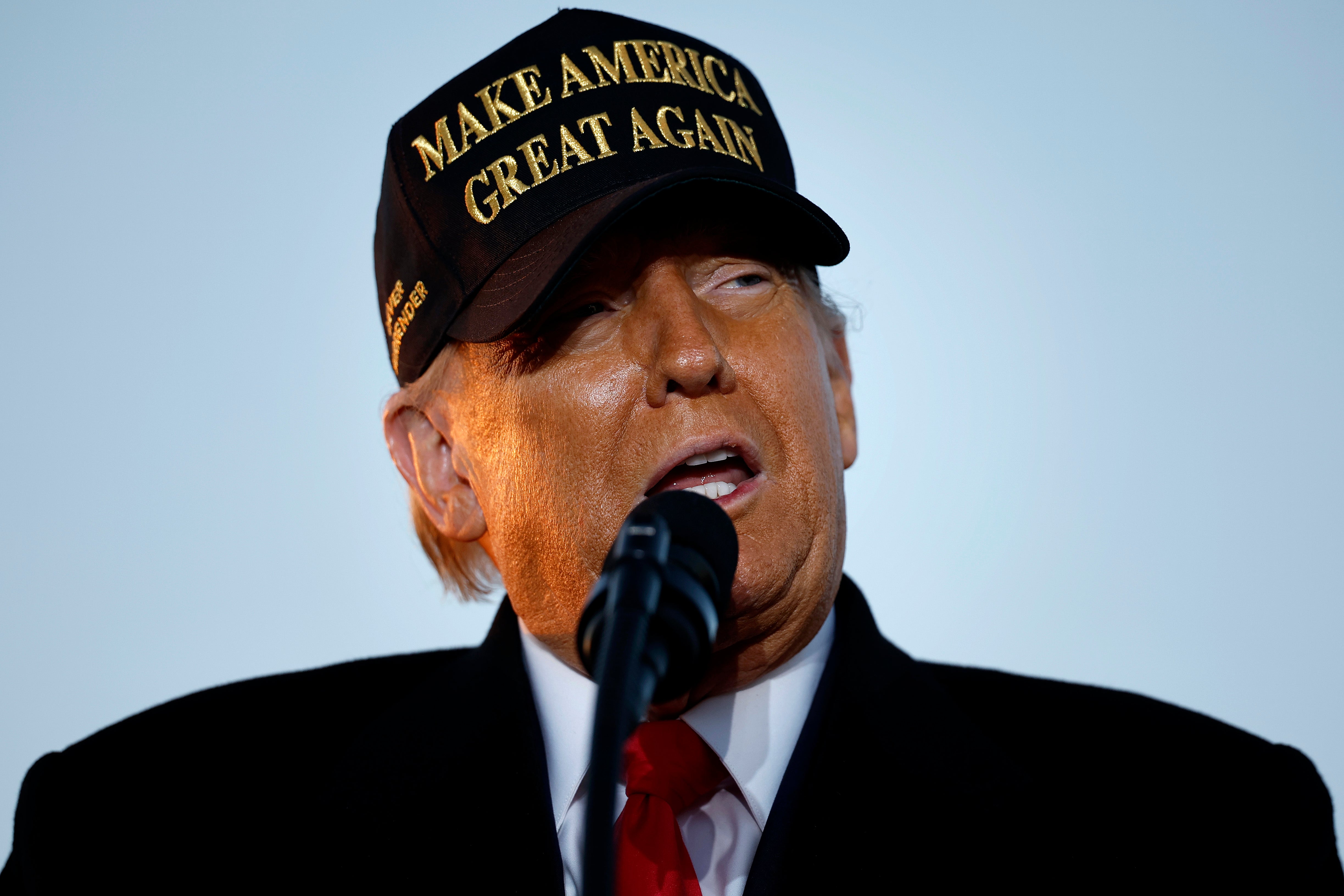 Donald Trump speaks during a campaign rally at the Kinston Regional Jetport on November 3, 2024 in Kinston, North Carolina. Election analyst Nate Silver called the race for the White House a “pure false decision.”