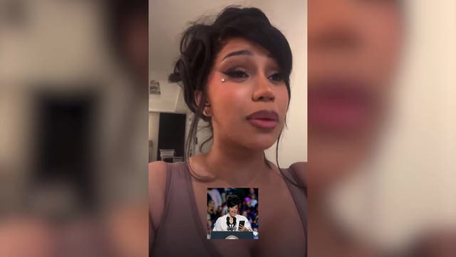 <p>Cardi B hits back at Kamala Harris speech critics in expletive rant.</p>