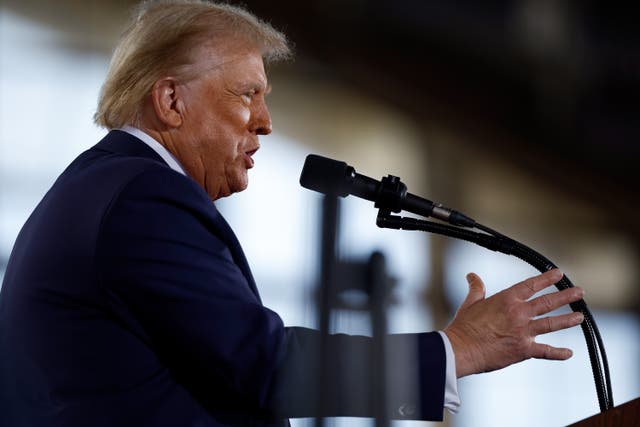 <p>Republican presidential nominee, former U.S. President Donald Trump speaks during a campaign rally at the J.S. Dorton Arena on November 04, 2024 in Raleigh, North Carolina</p>