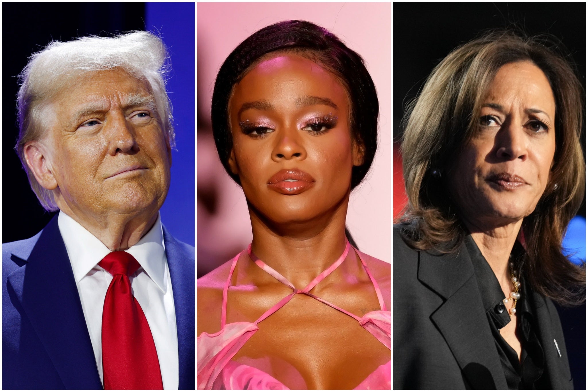 Azealia Banks (center) says she will be voting for Kamala Harris because ‘Elon Musk belongs nowhere near American politics’