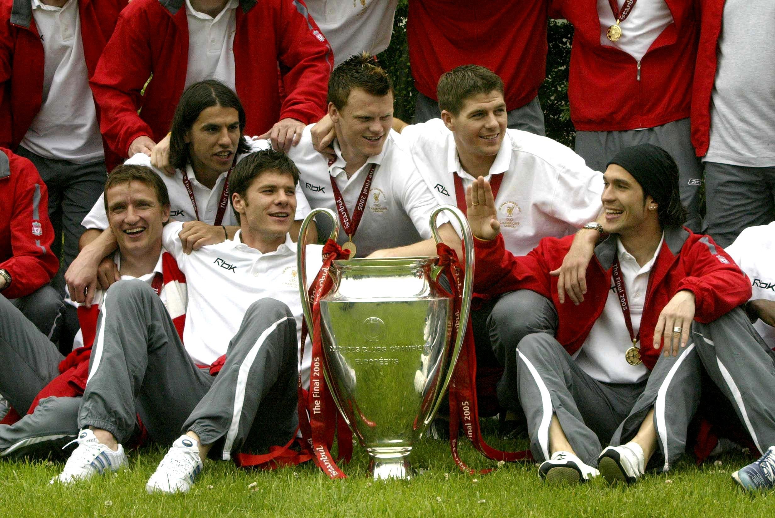 Xabi Alonso, third left, won the Champions League with Liverpool in 2005 (Phil Noble/PA)