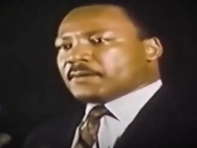 <p>A fake Martin Luther King announces a spurious endorsement of Donald Trump in an AI-generated video posted on X, formerly known as Twitter</p>