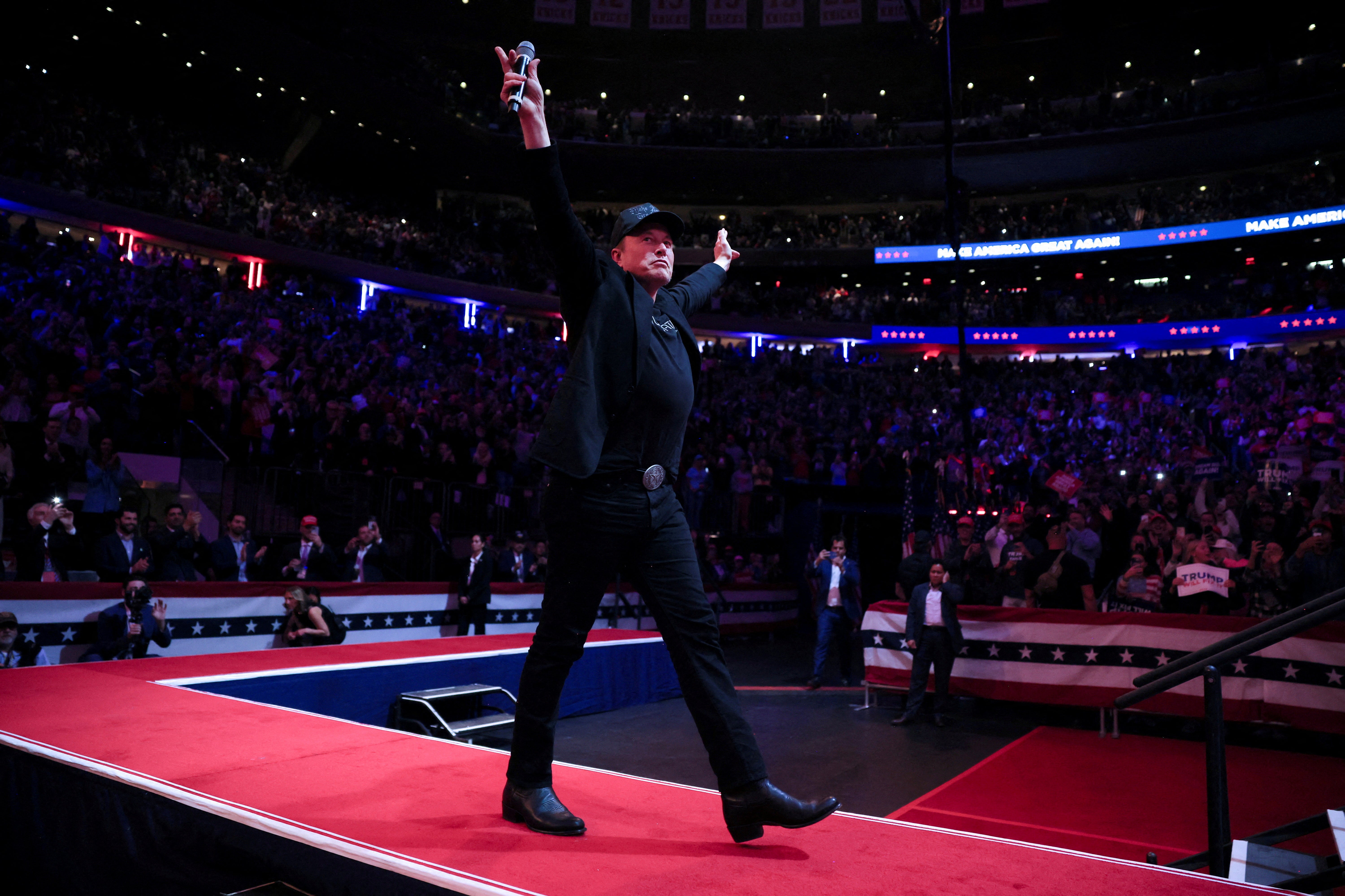 Elon Musk arrives at Madison Square Garden to support Donald Trump on October 27. Trump and Musk have both talked about the world’s richest man helping to trim the government’s reach