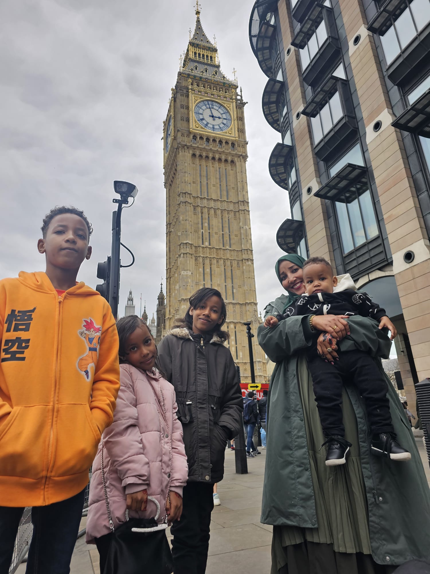 From left: Zainuabdin, Alaa, Jara, Rania and Mohammed on a day out in London