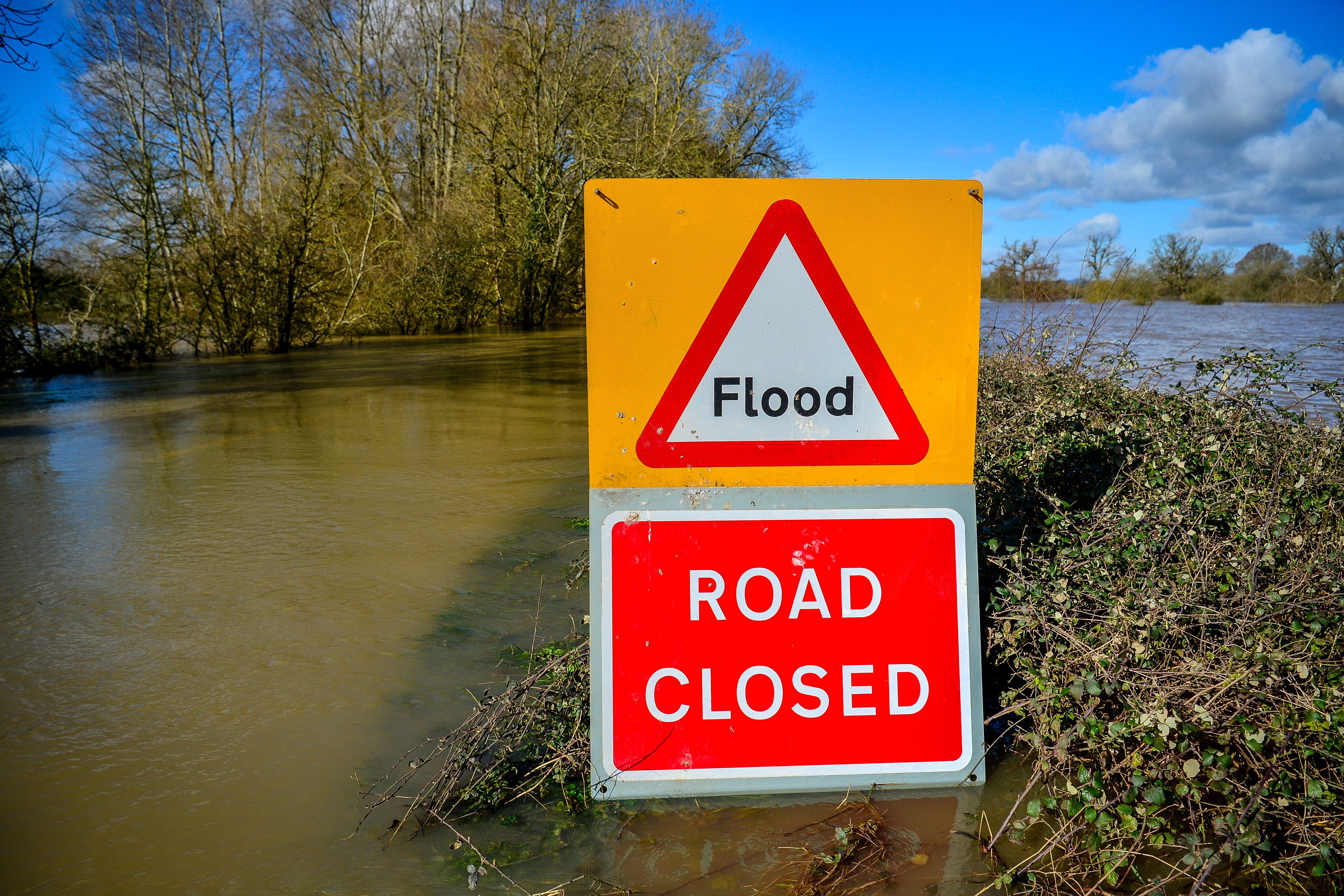 A road closed sign on the B4213 between Lower Apperlay and Tirley in Gloucestershire after flooding in the area (Ben Birchall/PA)