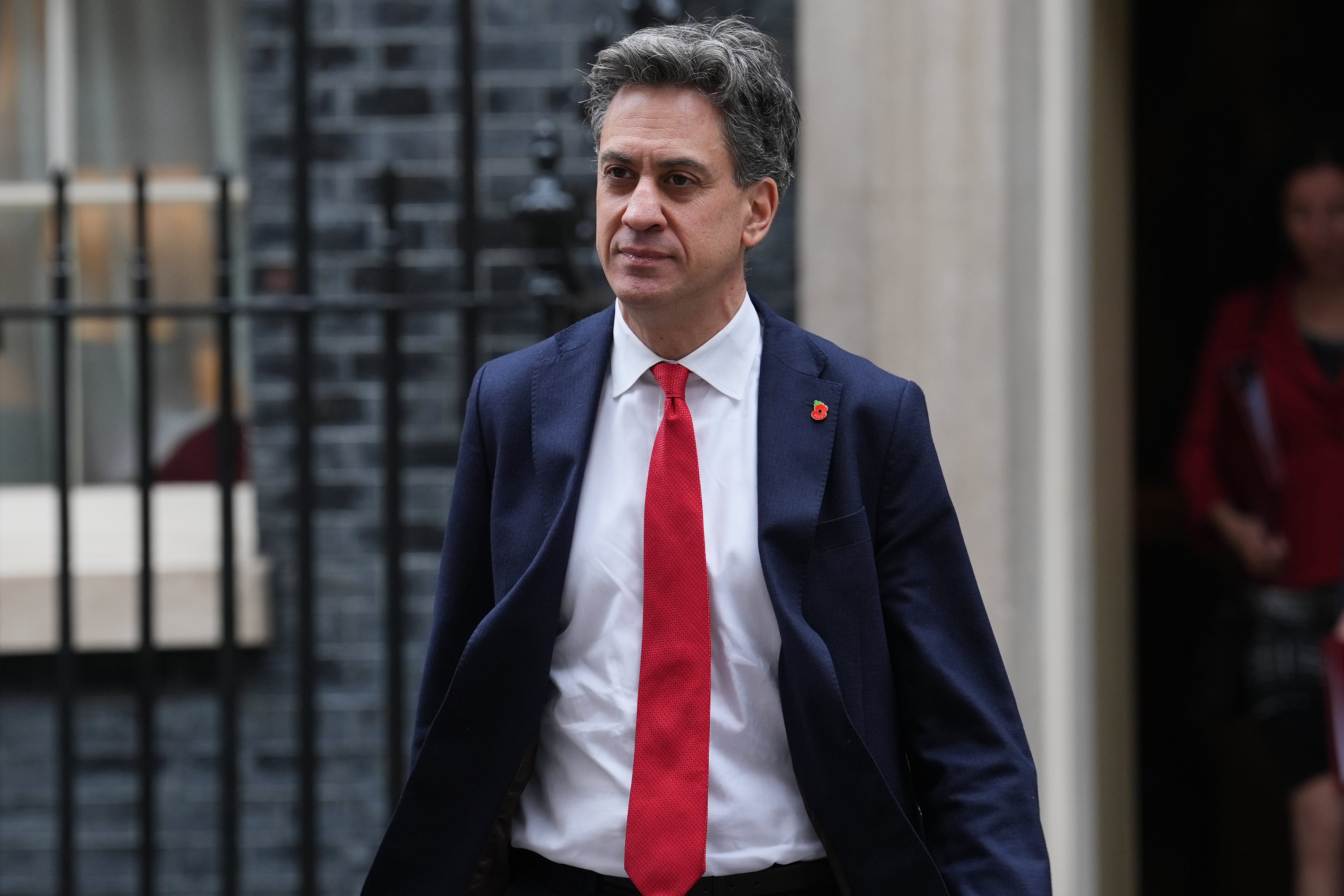 Energy security and net zero secretary Ed Miliband leaves No 10 following a cabinet meeting