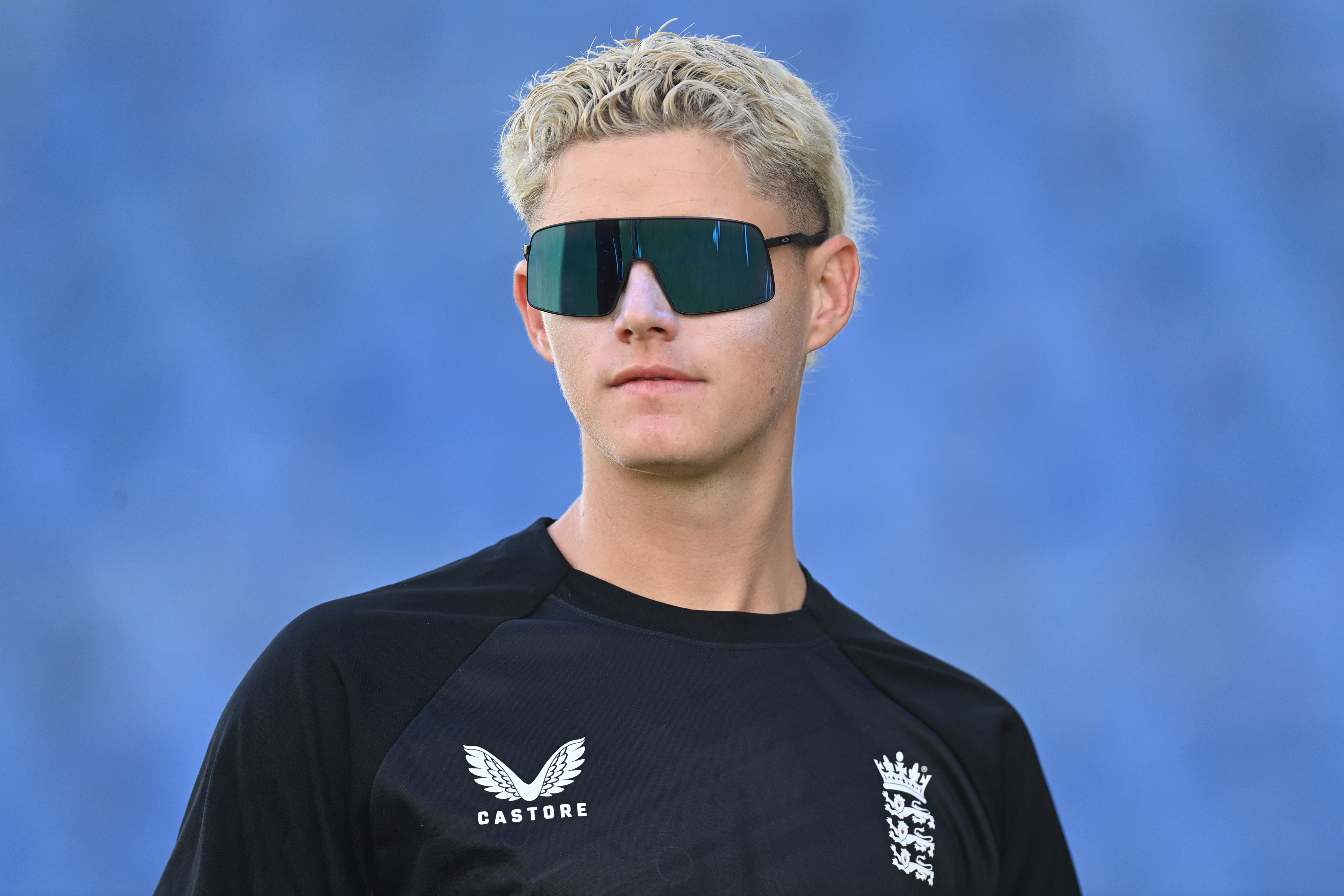 Jacob Bethell of England during a net session at Sir Vivian Richards Stadium