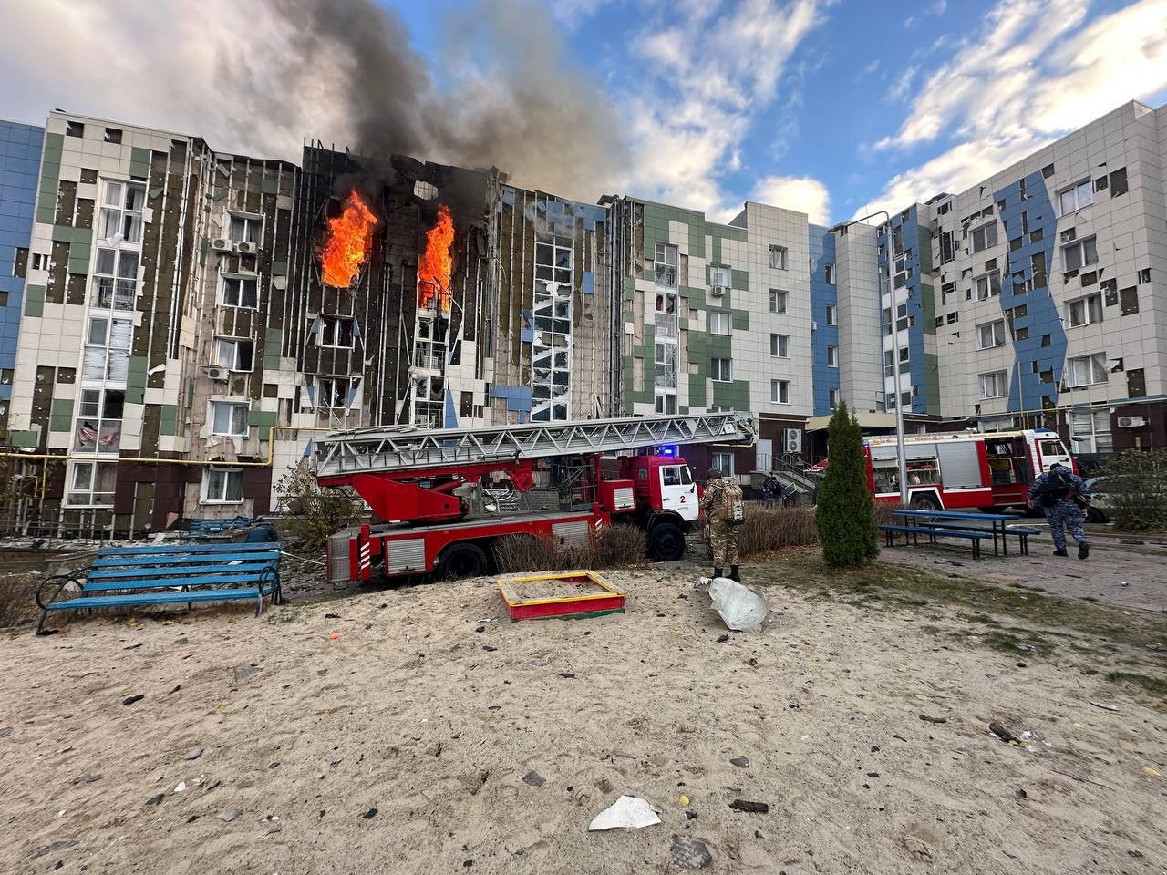 A view shows a damaged multi-storey apartment block following, what local authorities called, a Ukrainian drone attack in the course of Russia-Ukraine conflict in Belgorod, Russia