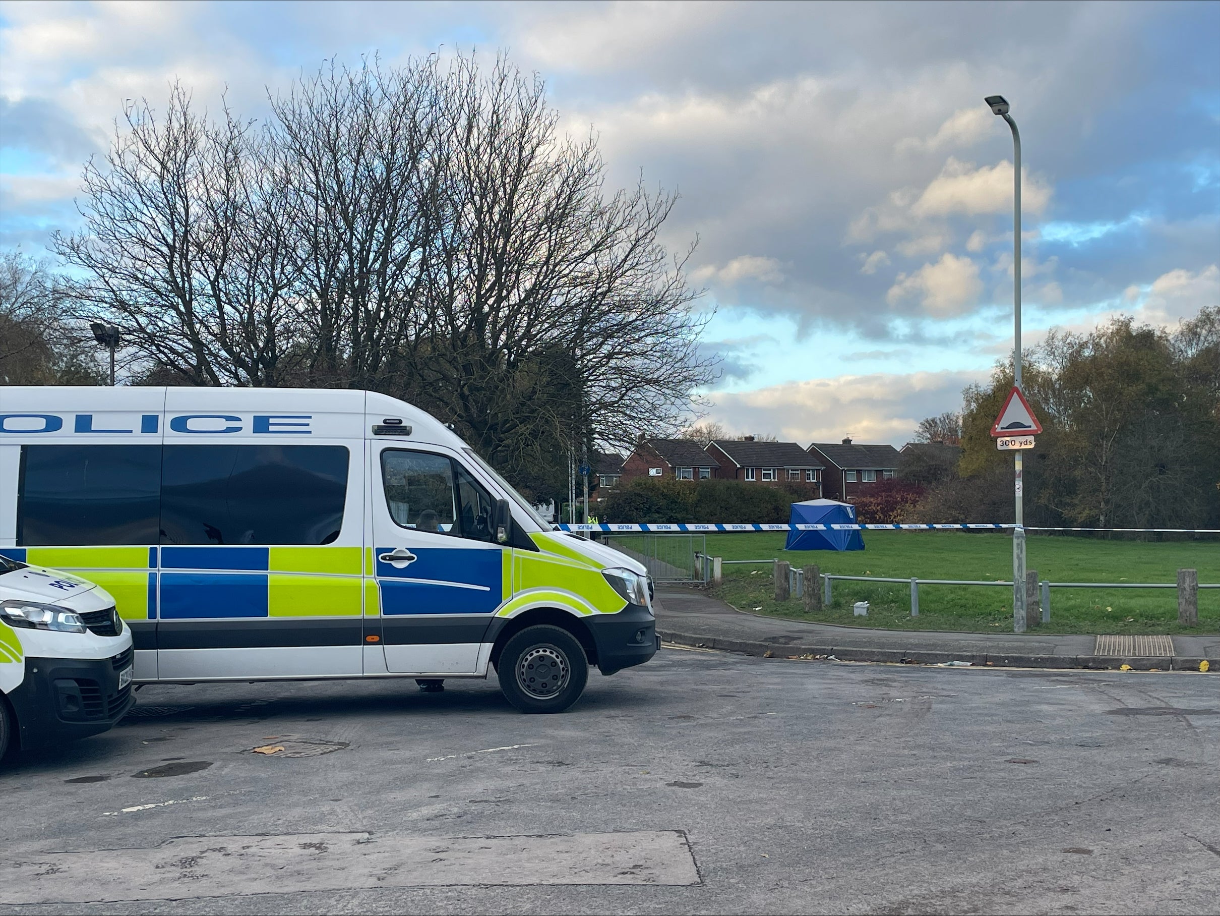 Police at the scene a day after the attack in Wolverhampton