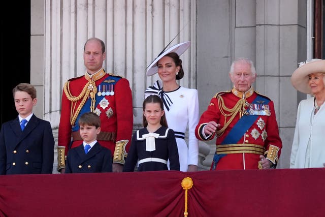 The royal family at the Trooping the Colour balcony appearance during a difficult year (Gareth Fuller/PA)