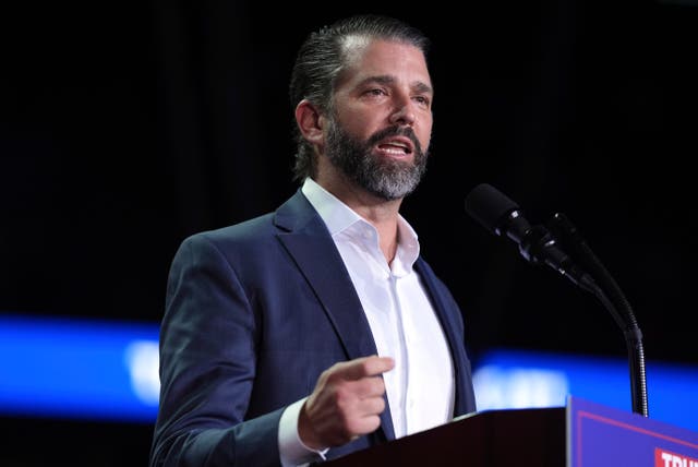 <p>Donald Trump Jr. difundió una nueva teoría conspirativa sin fundamento sobre las razones detrás del apoyo de los famosos a Kamala Harris</p>