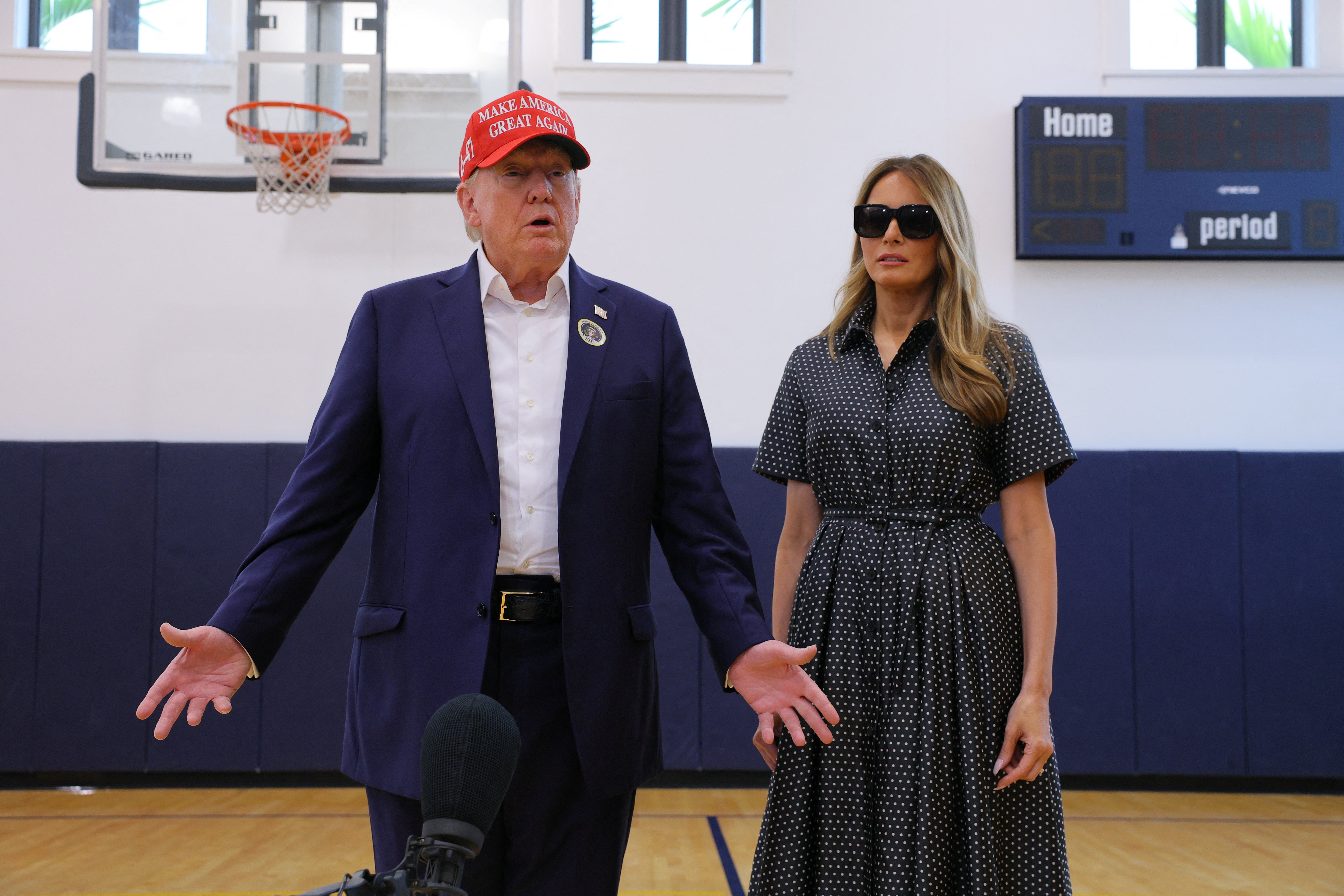 Trump and former First Lady Melania Trump vote at Mandel Recreation Center on Election Day in Palm Beach, Florida, on November 5