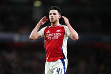 Declan Rice injury blow for Arsenal ahead of Champions League trip to Milan