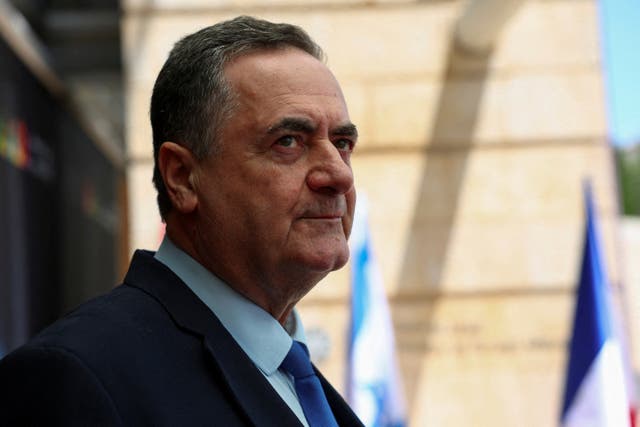 <p>Israeli Foreign Minister Israel Katz waits for his British and French counterparts for a meeting, amid the conflict between Israel and Hamas, in Jerusalem August 16, 2024</p>