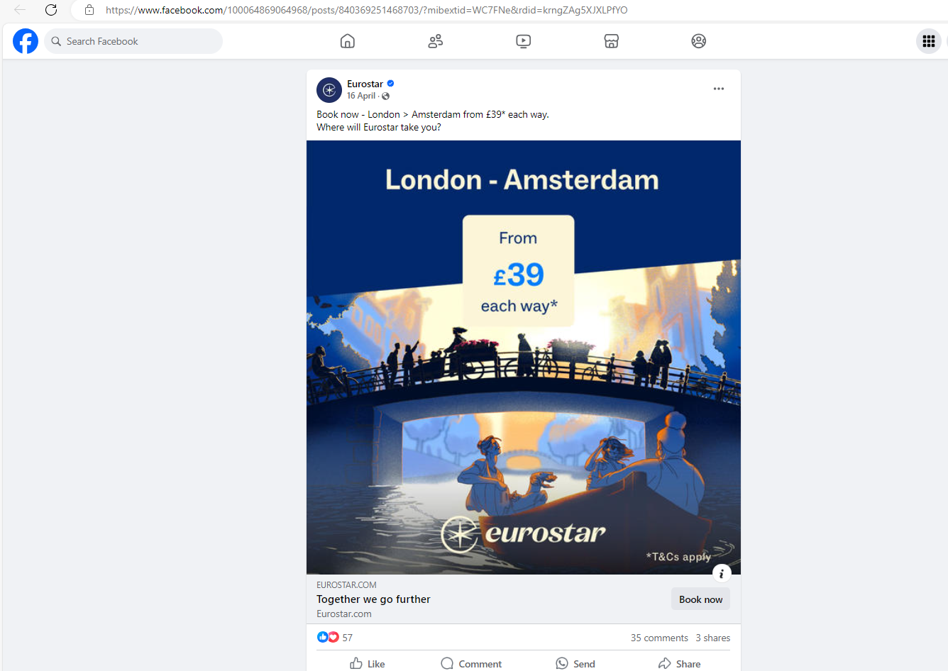 One of Eurostar’s ads found to be misleading by the ASA. (ASA/PA)