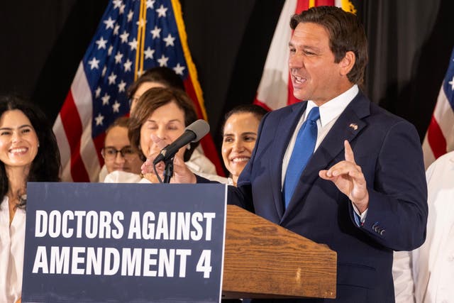 <p>Florida Governor Ron DeSantis has campaigned against a ballot measure that would enshrine a right to abortion access in the state. </p>