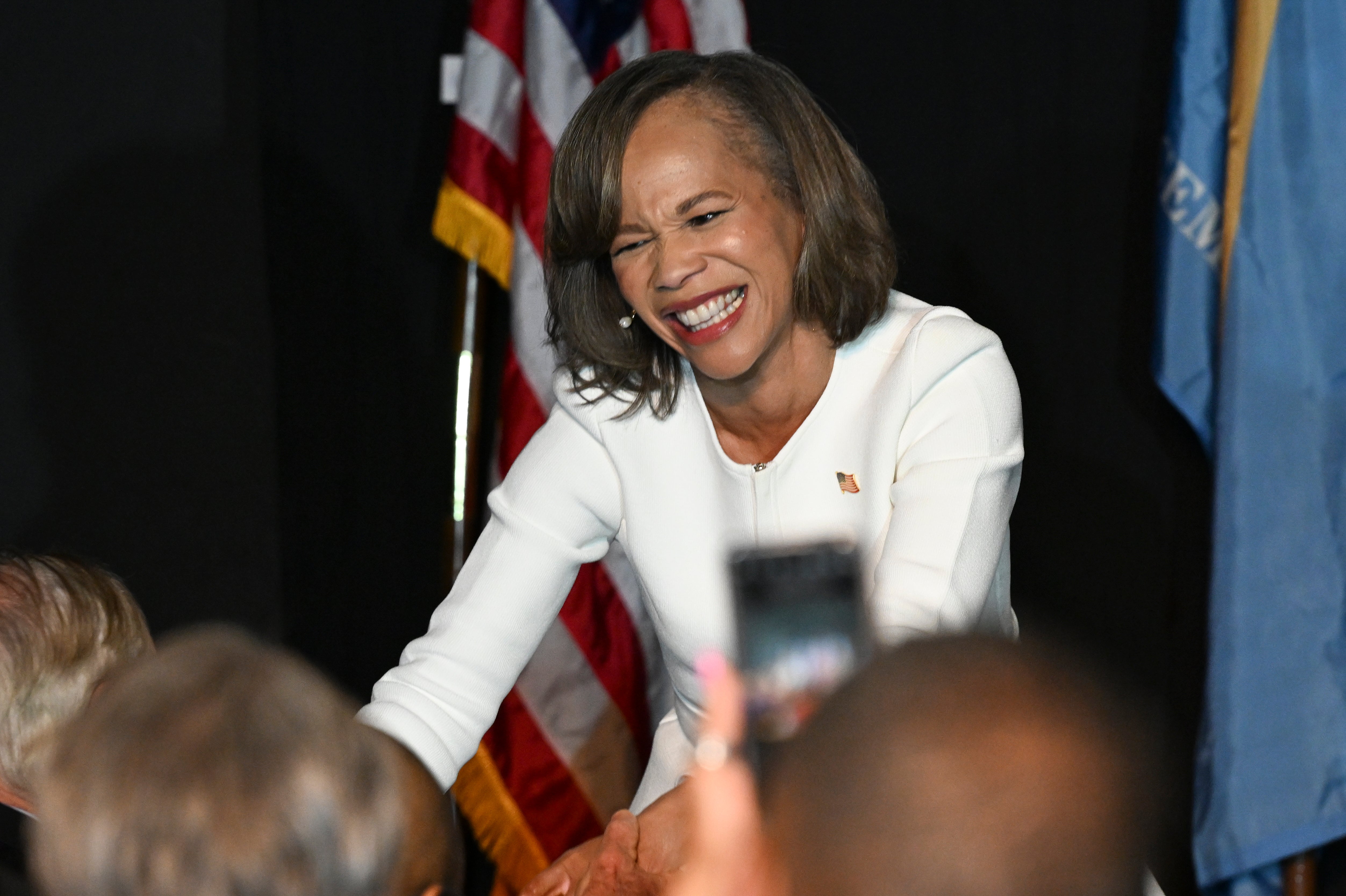 Lisa Blunt Rochester celebrates her victory in US Senate race in Delaware