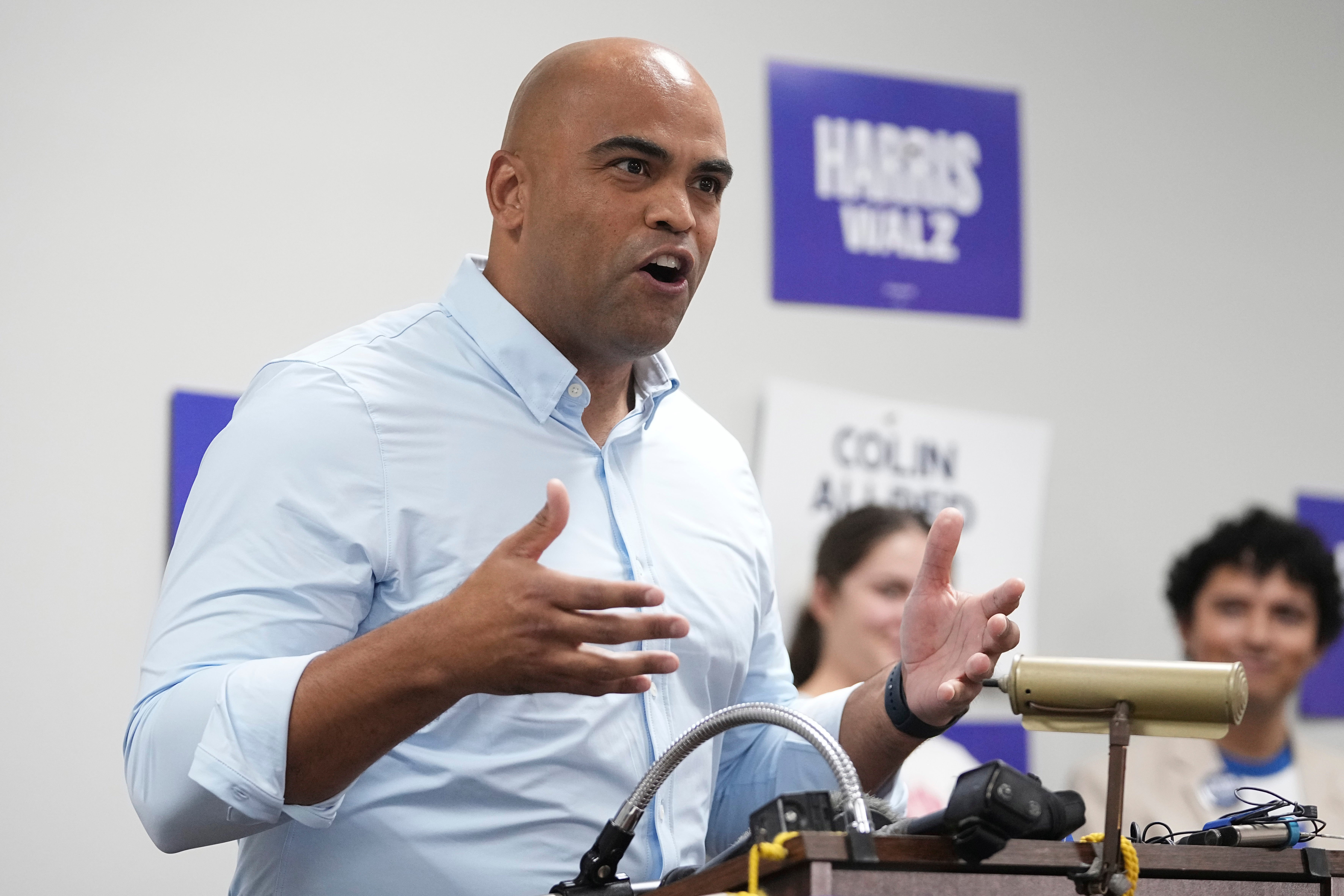 Colin Allred speaks to supporters on Election Day