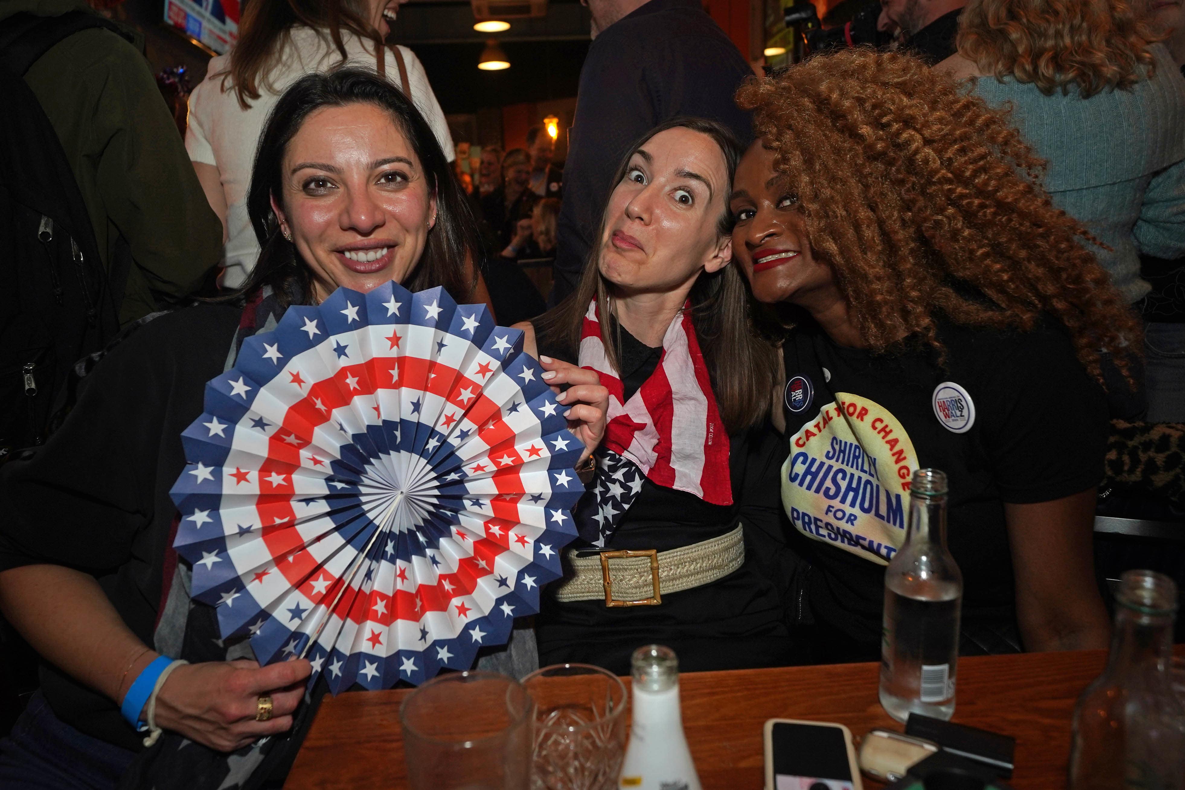 People at the Democrats Abroad US election watching event in central London (Yui Mok/PA)