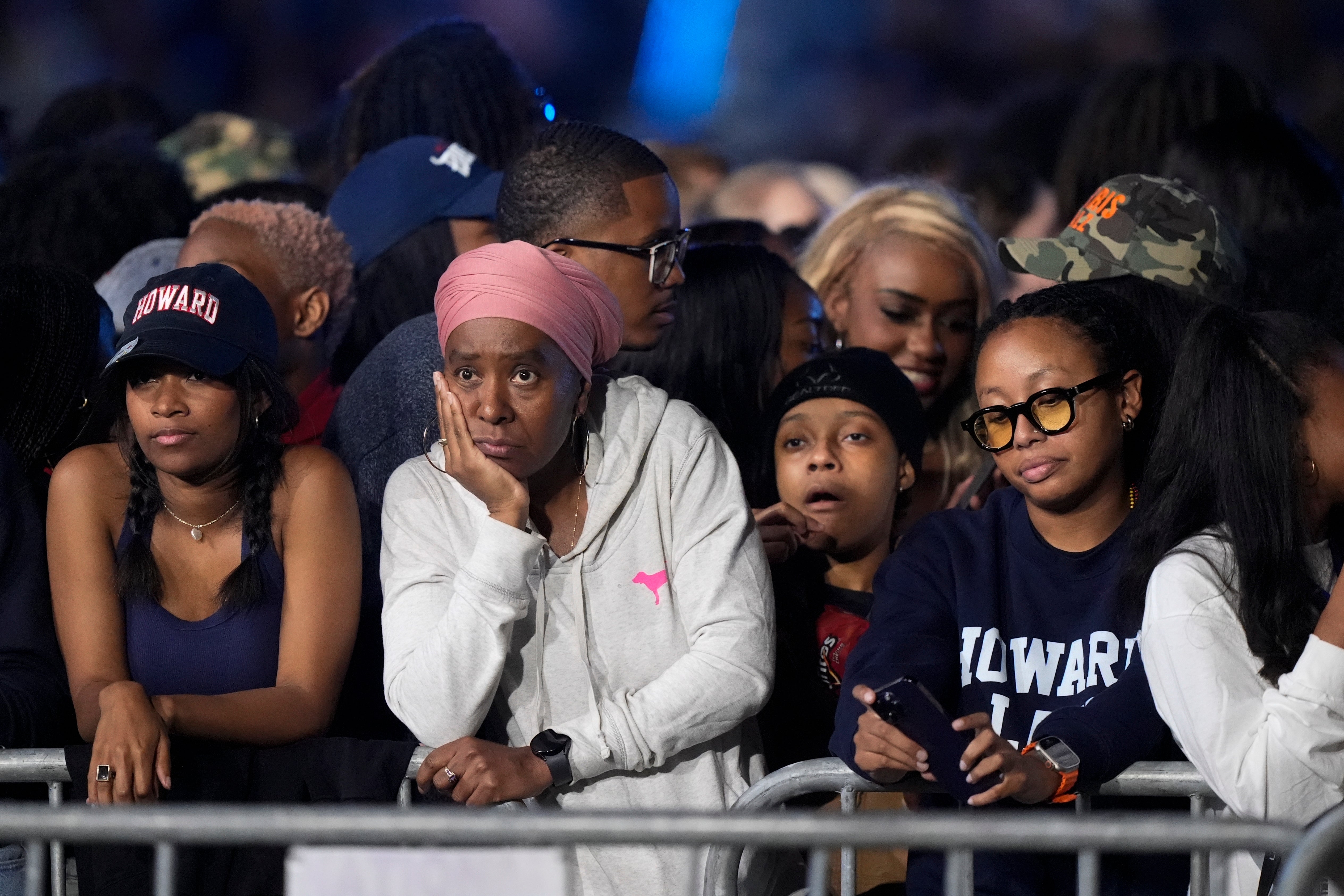 Supporters at the Harris watch party at Howard University, Washington DC