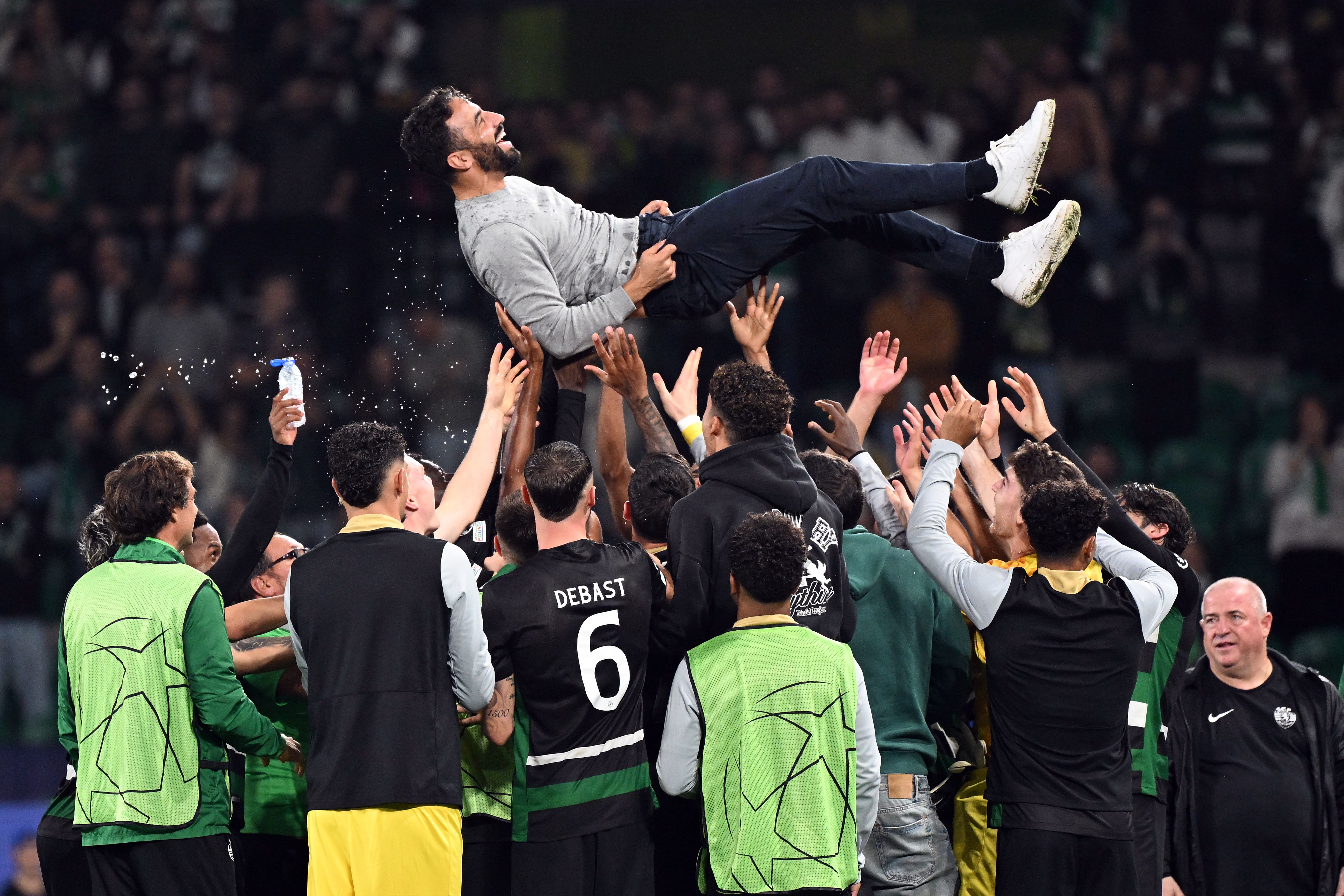 Sporting Lisbon manager Ruben Amorim celebrated victory in his final home match before joining Manchester United (Zed Jameson/PA)