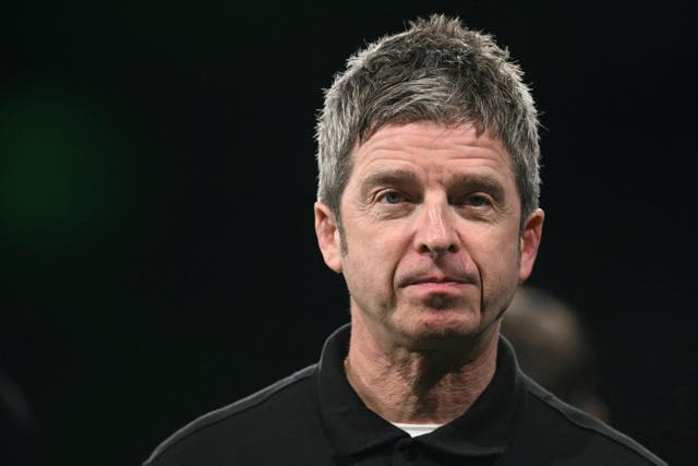 <p>British musician Noel Gallagher of Oasis attends prior the UEFA Champions League, league phase day 4 football match between Sporting Lisbon and Manchester City</p>