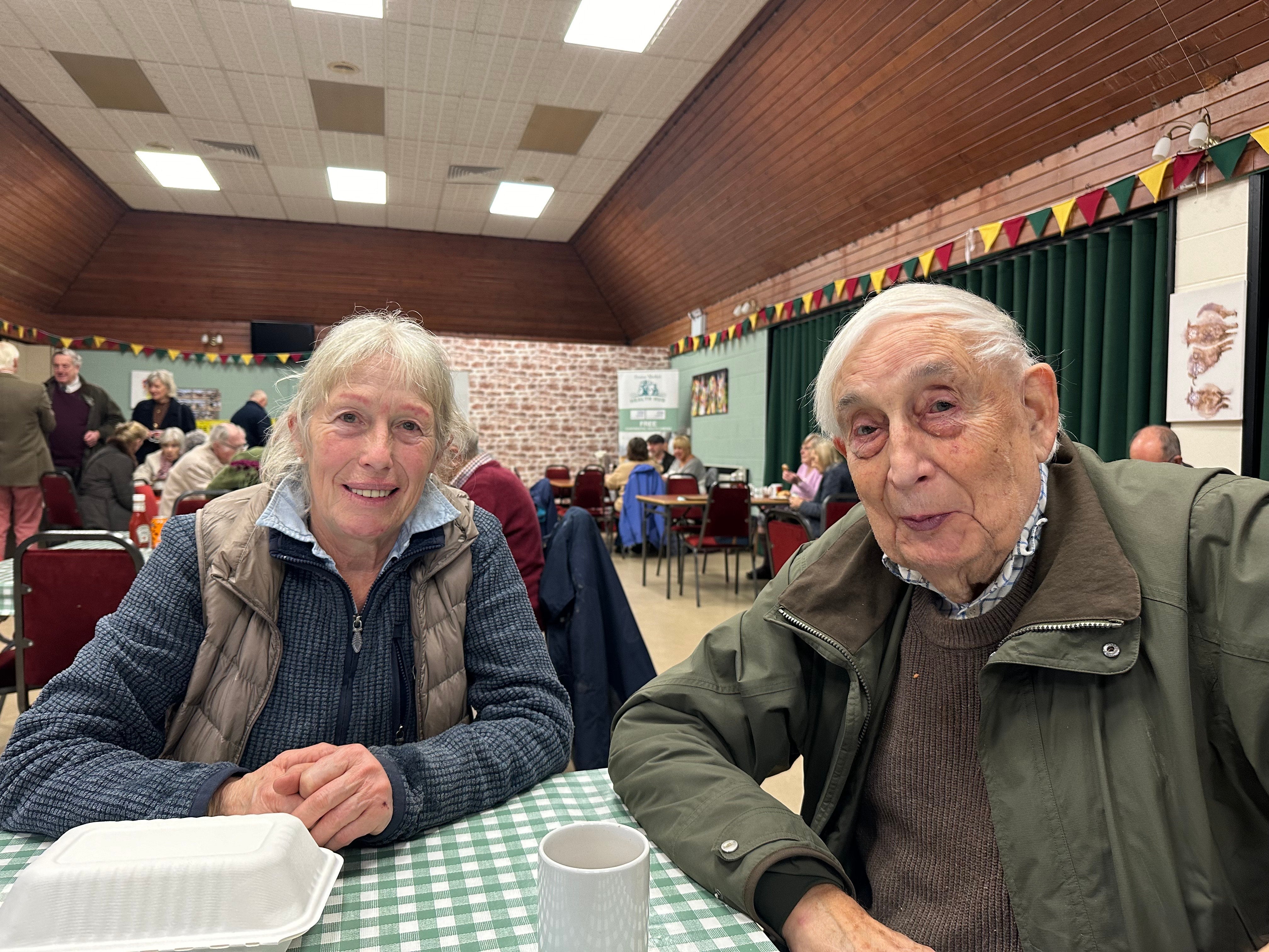 Caroline Cunningham with friend John Strachan at Frome Liverstock Market