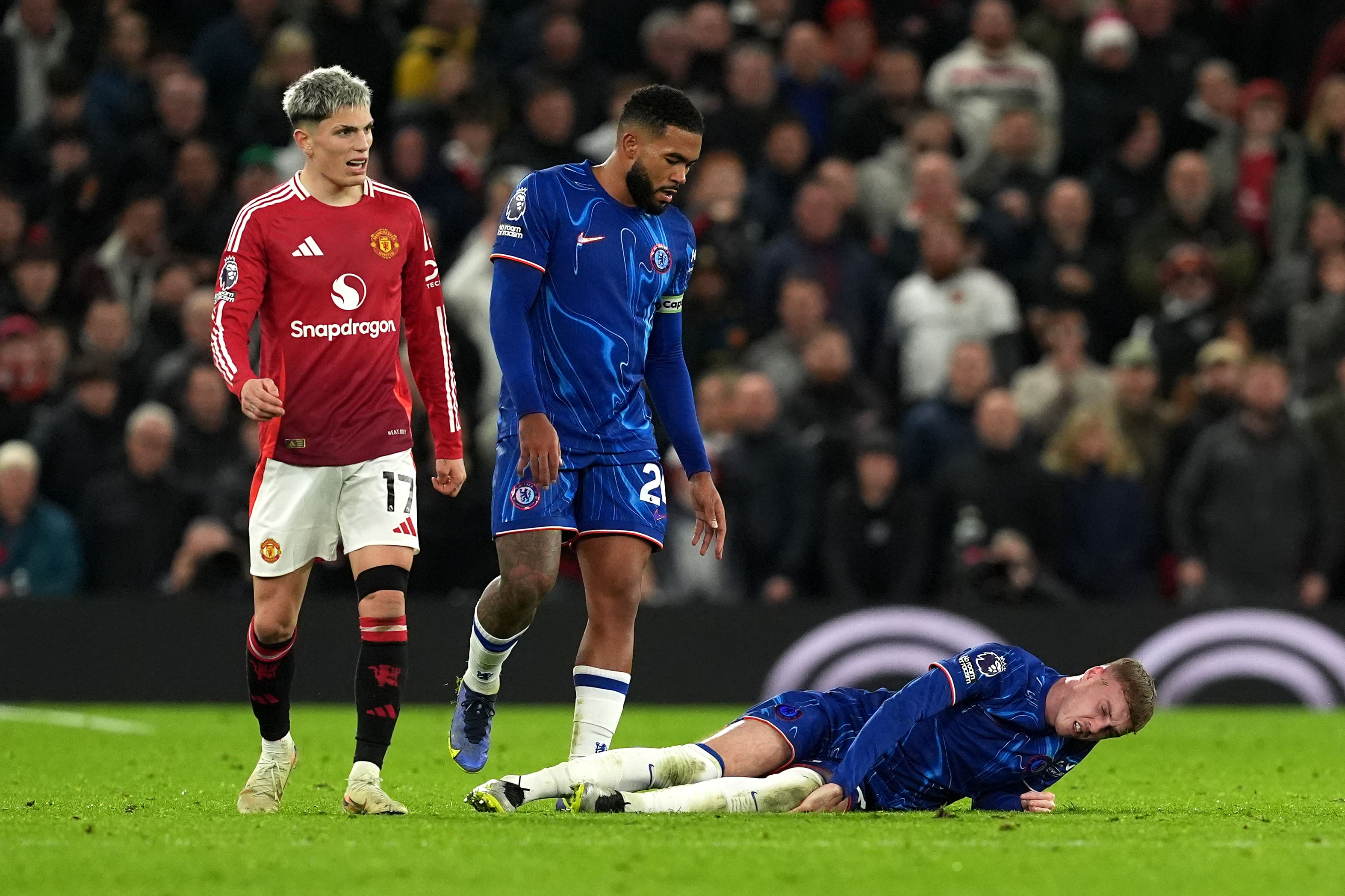 Cole Palmer was injured at Old Trafford (Martin Rickett/PA)